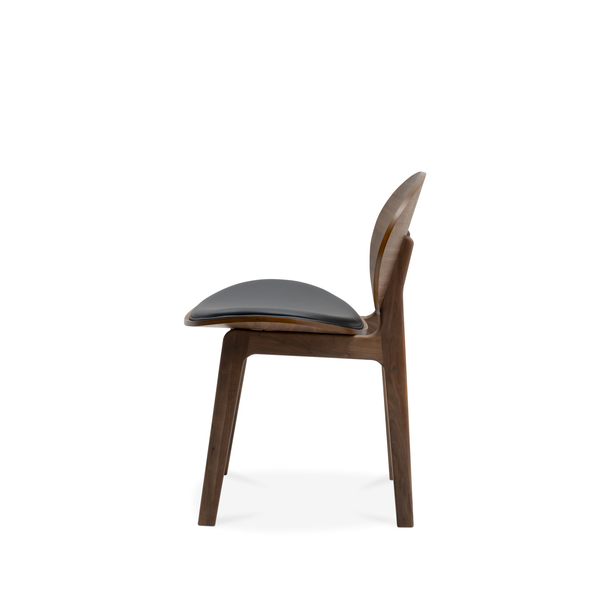 Arna 04 Walnut Black Leather Dining Chair