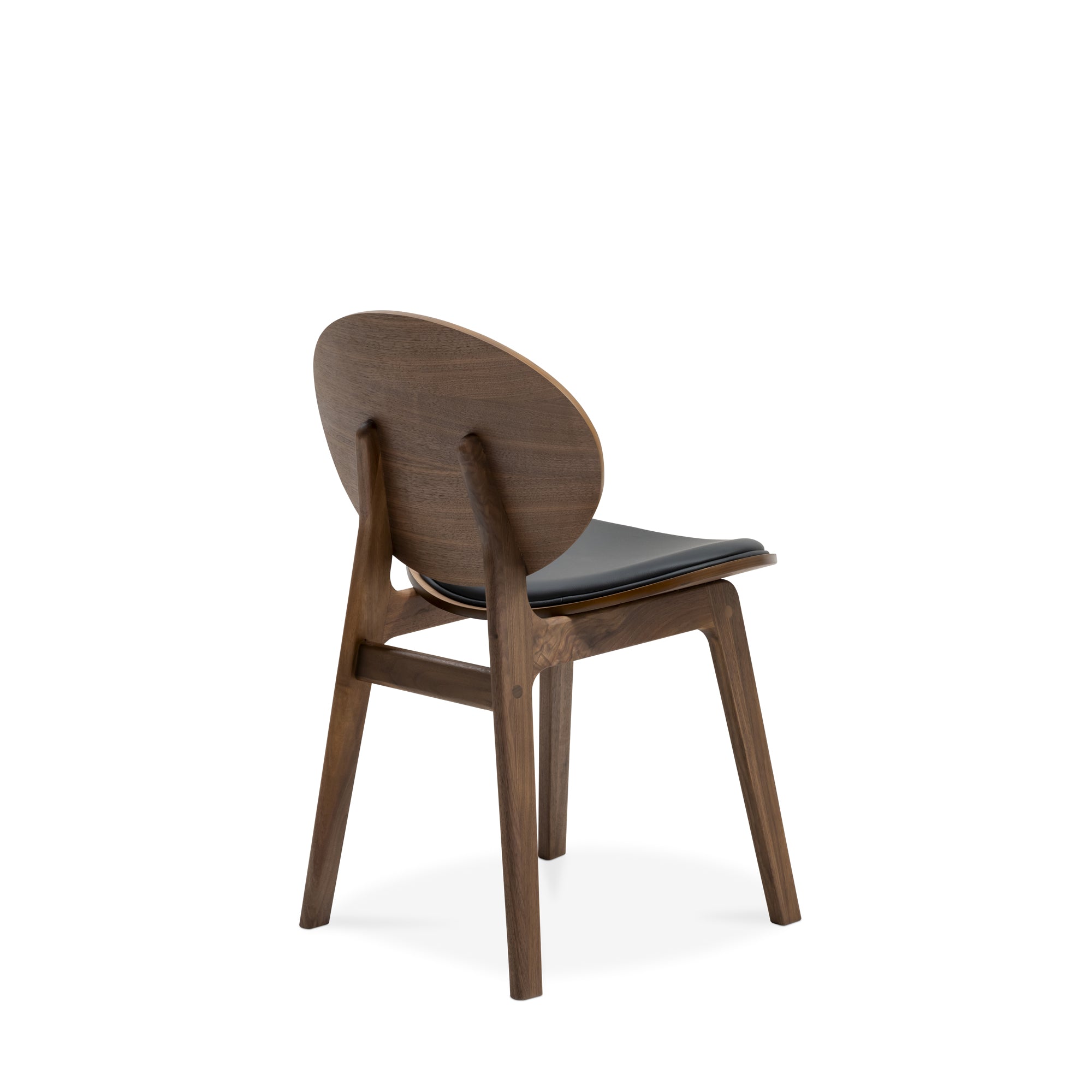 Arna 04 Walnut Black Leather Dining Chair