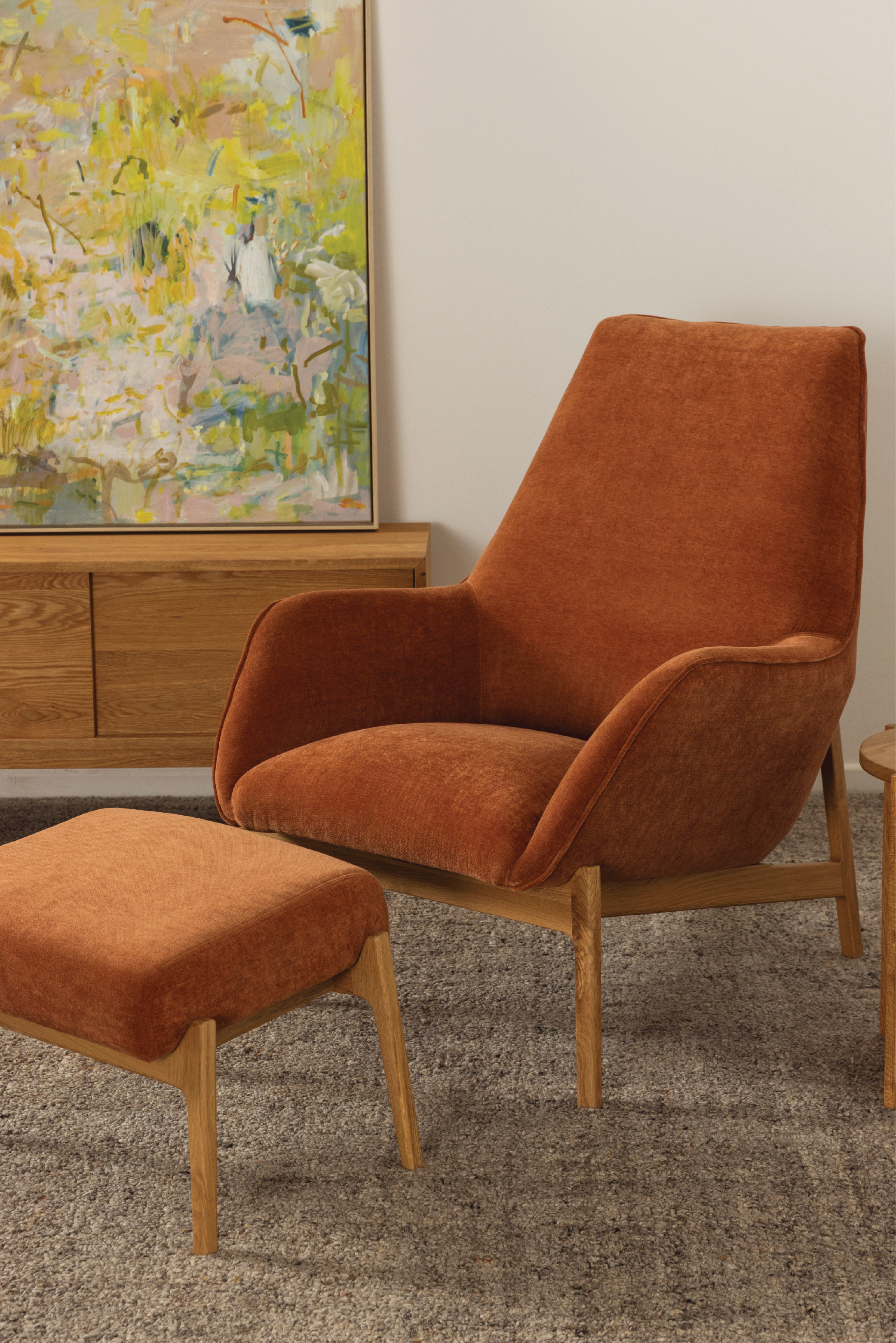 Arna Fabric Foot Stool Rust