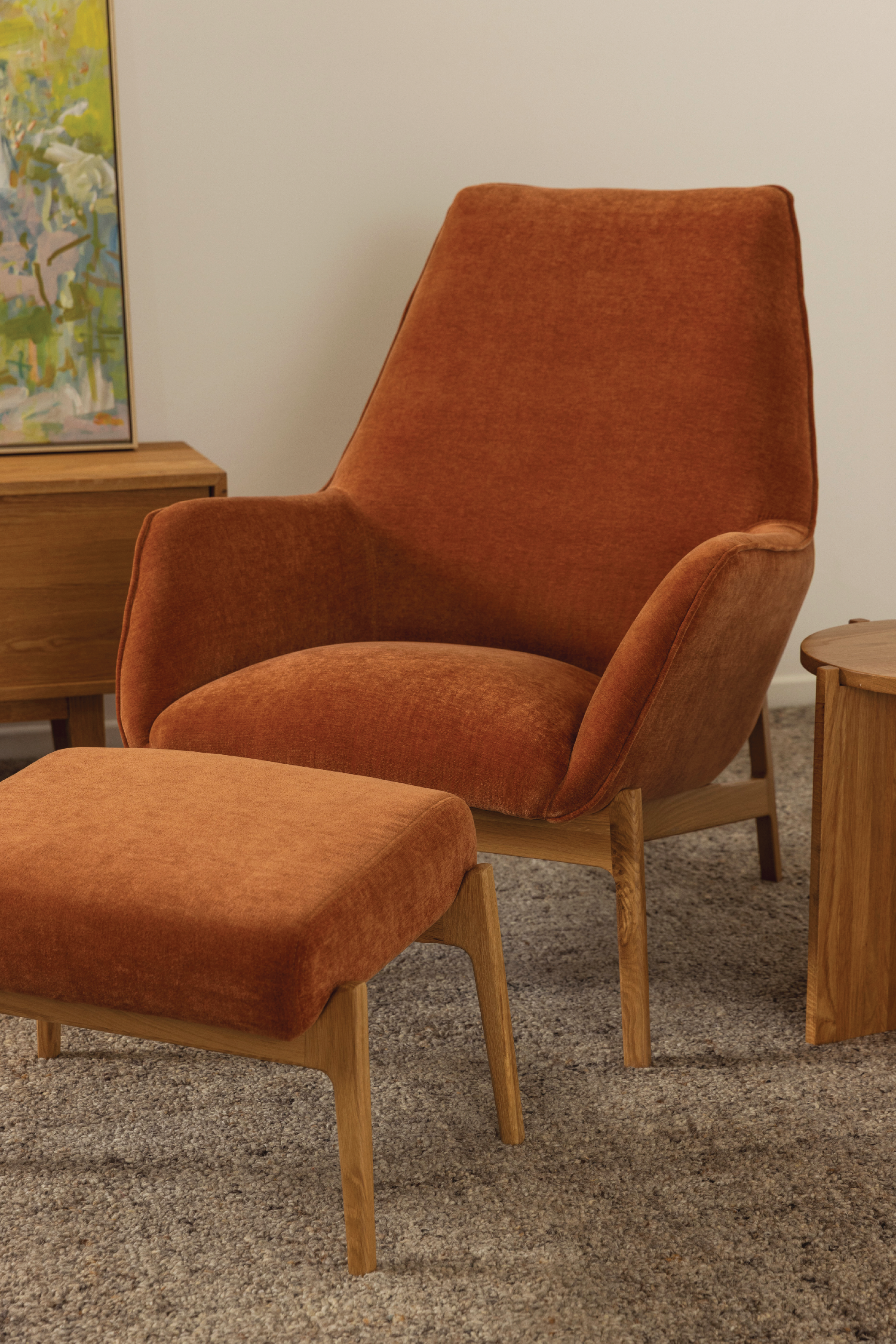 Arna Fabric Foot Stool Rust