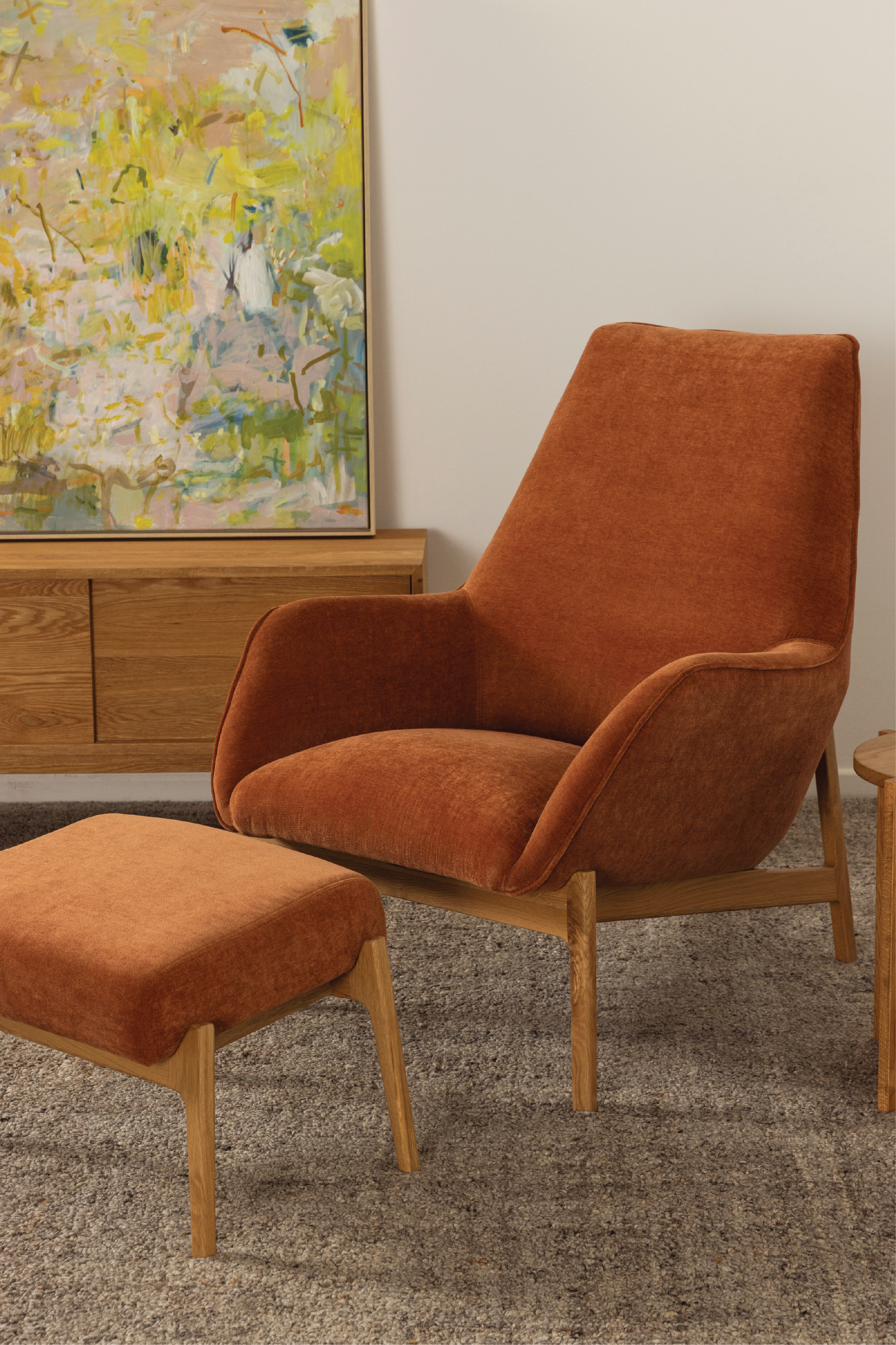 Arna High Back Armchair Rust