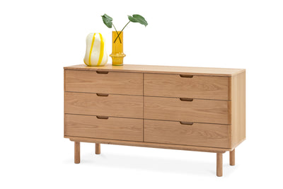 Orrma Wide Chest of 6 Drawers - Oak Nat
