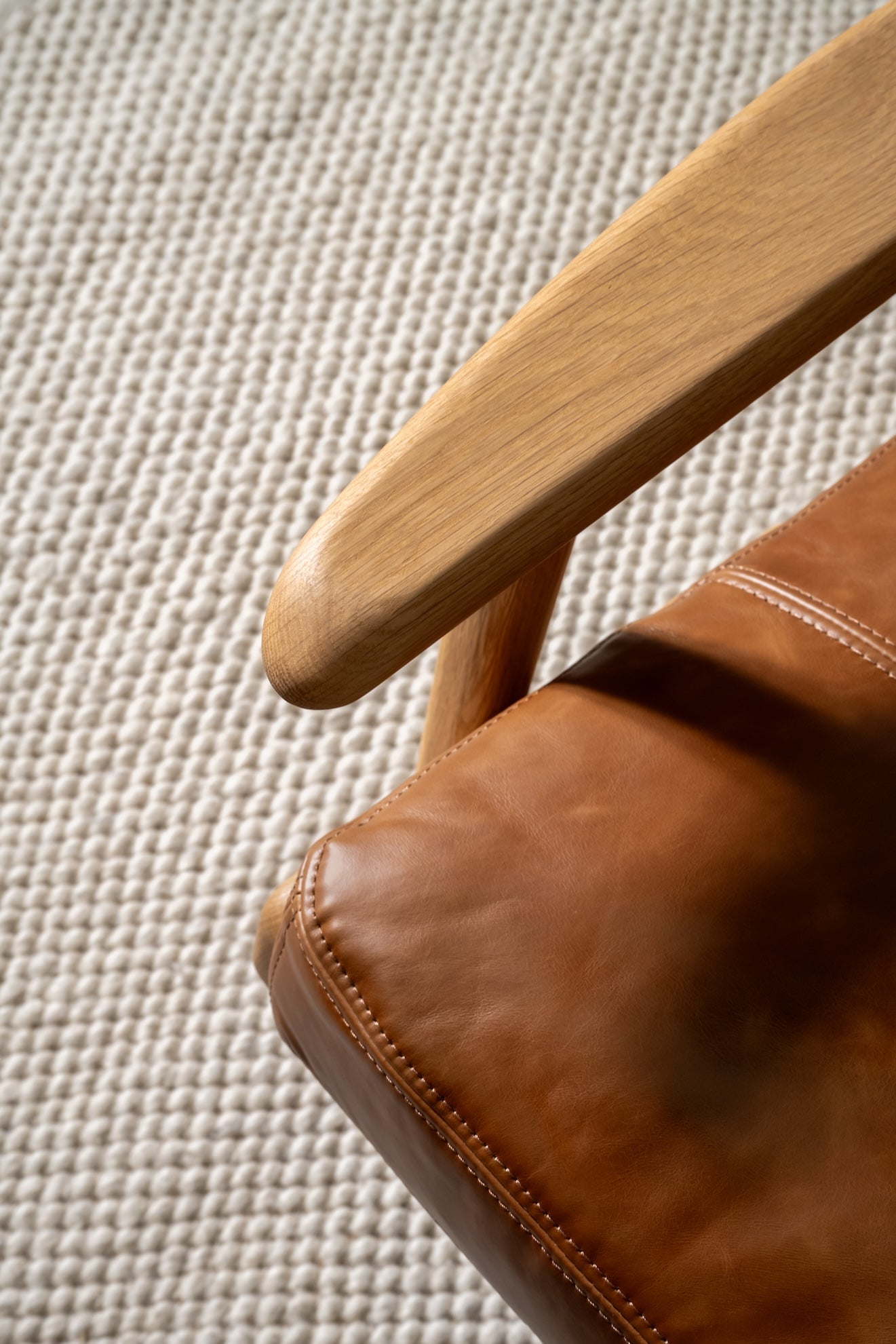 Map 2 Seat Sofa Oak Frame Brown Leather