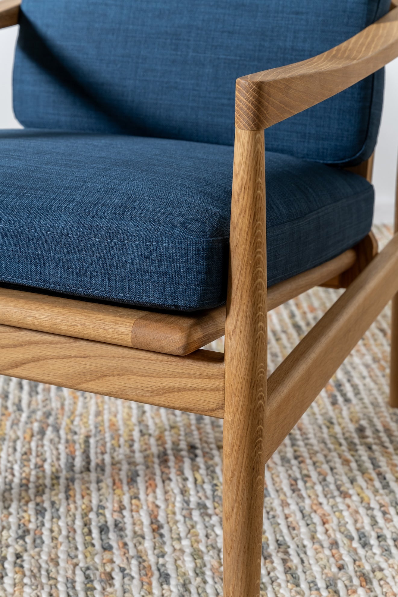 Den Armchair Walnut Frame Royal Blue Fabric