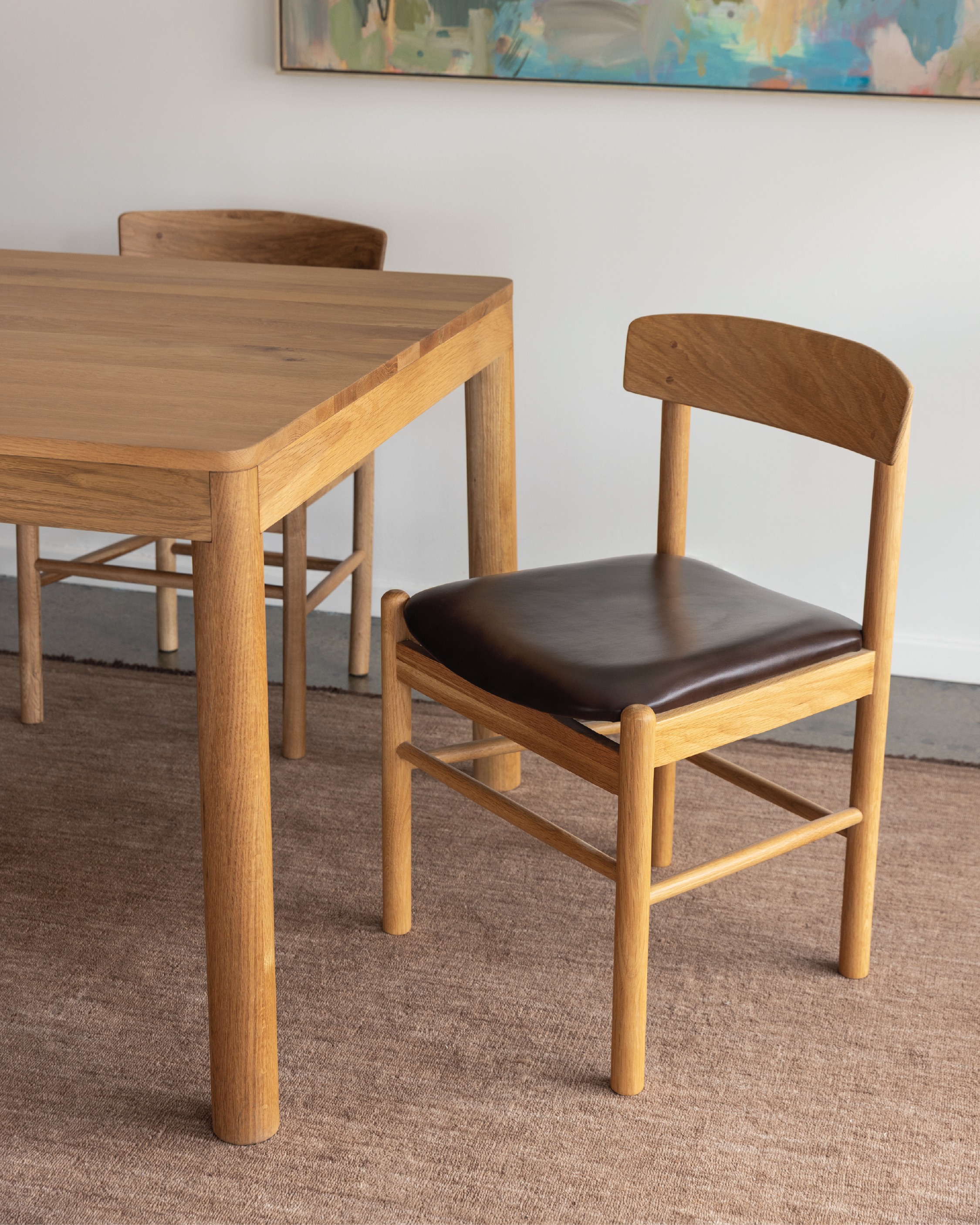 Forest 02 Dark Tan Full-Grain Leather Oak Dining Chair