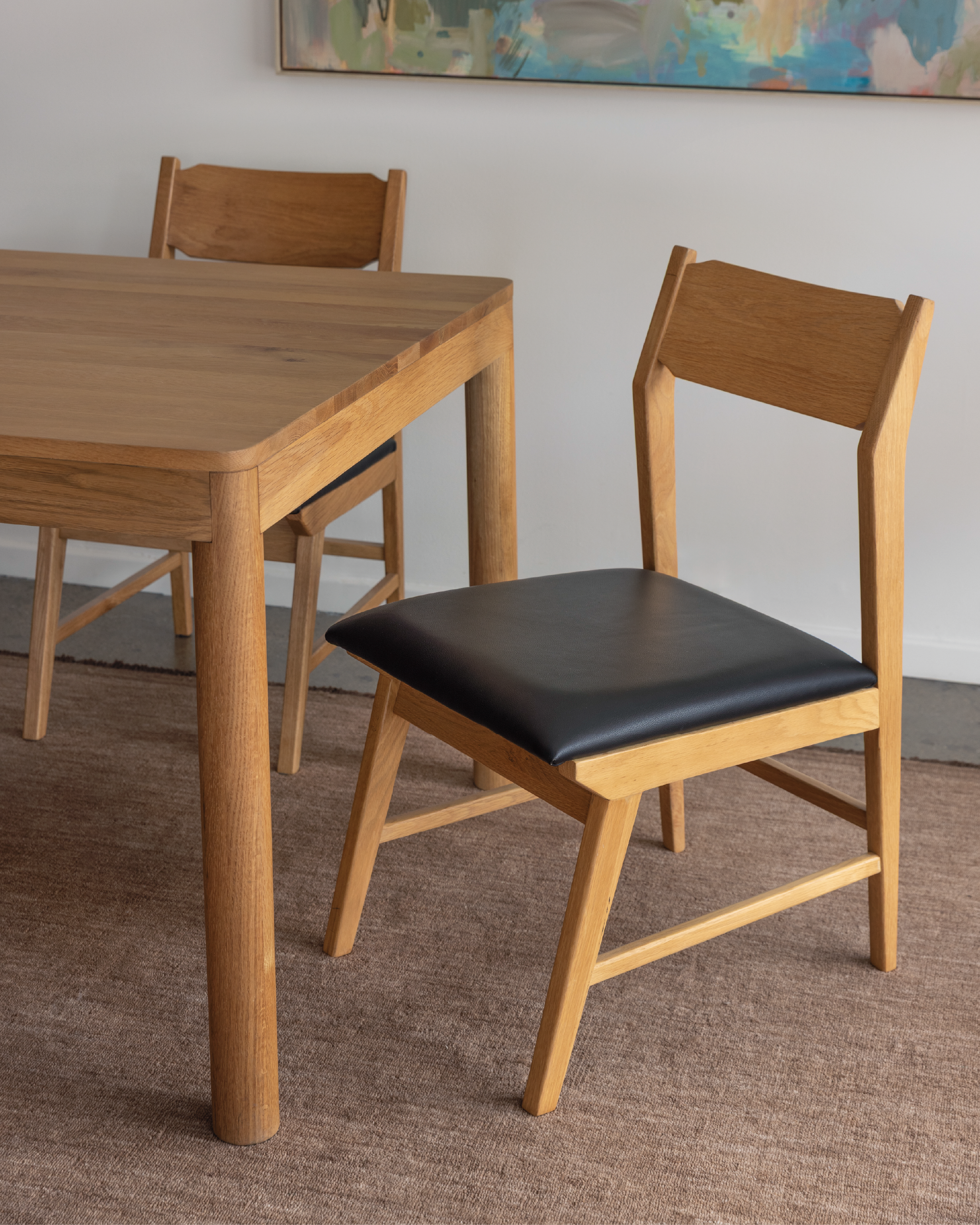 Forest 05 Oak Dining Chair Black Leather