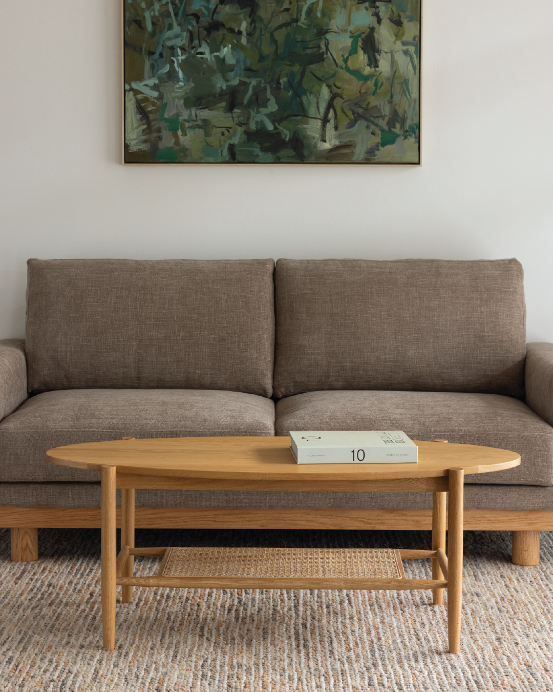 Forest Oak & Rattan Oval Coffee Table