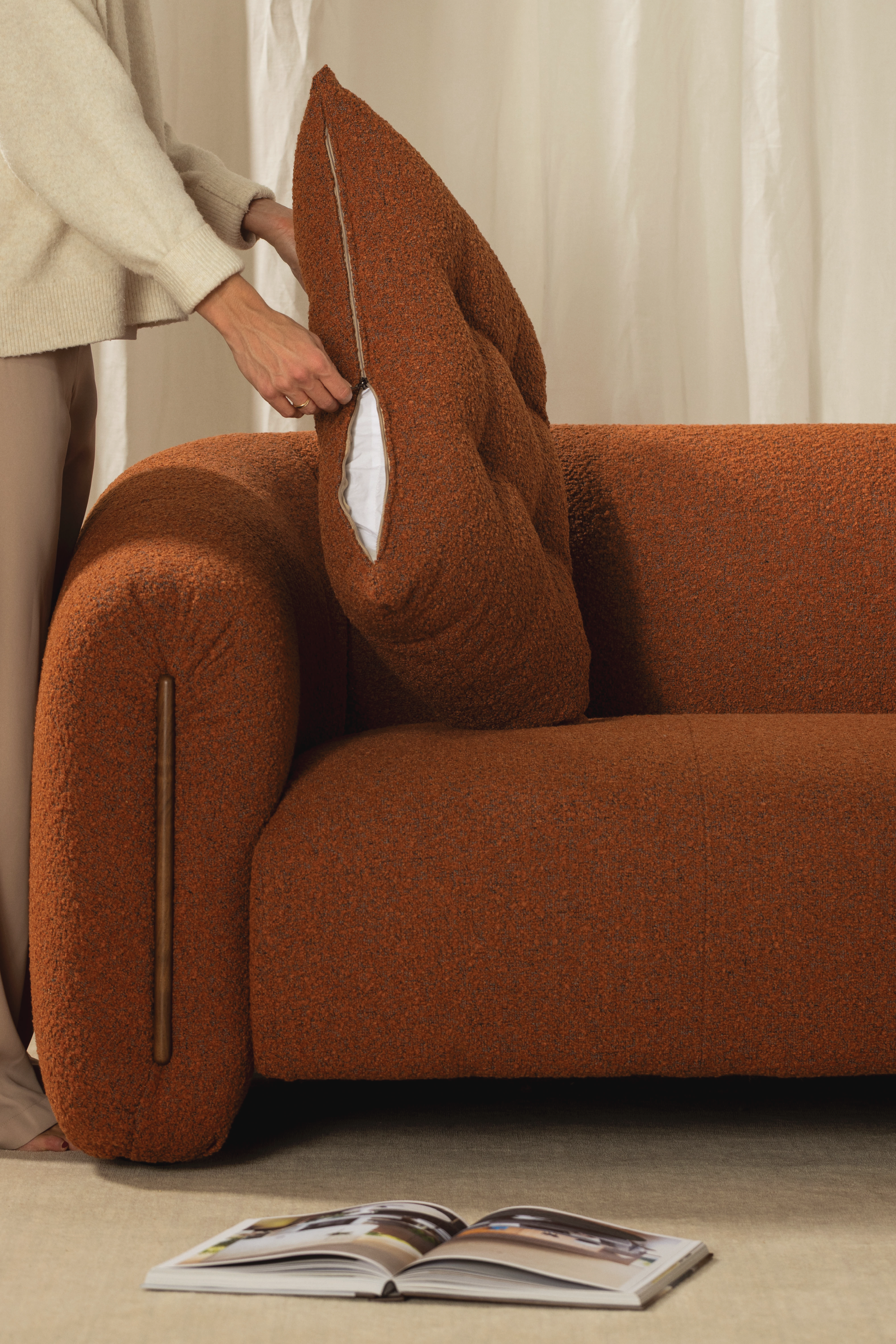 Kurva 3 Seat Sofa Burnt Orange