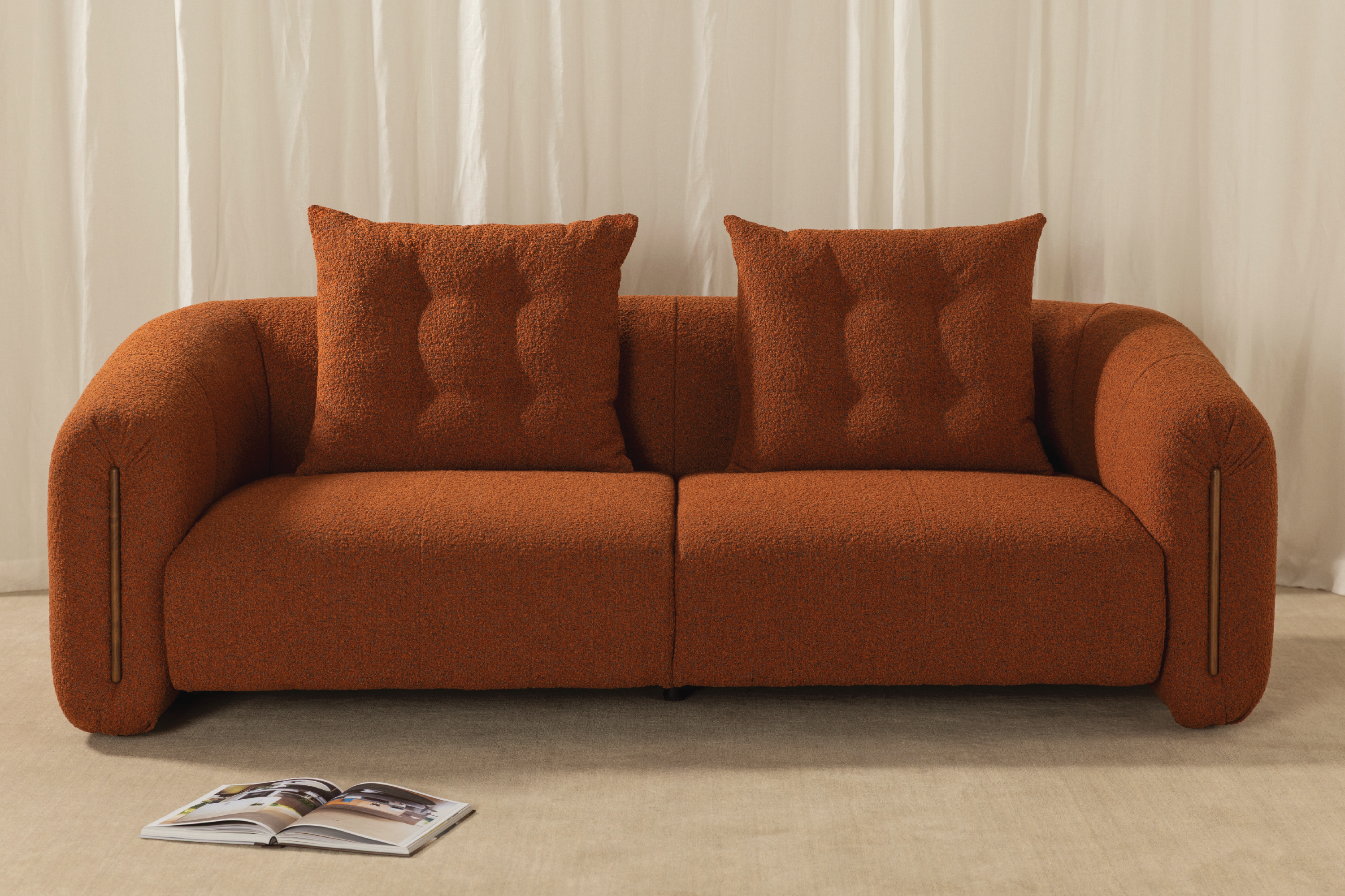 Kurva 3 Seat Sofa Burnt Orange