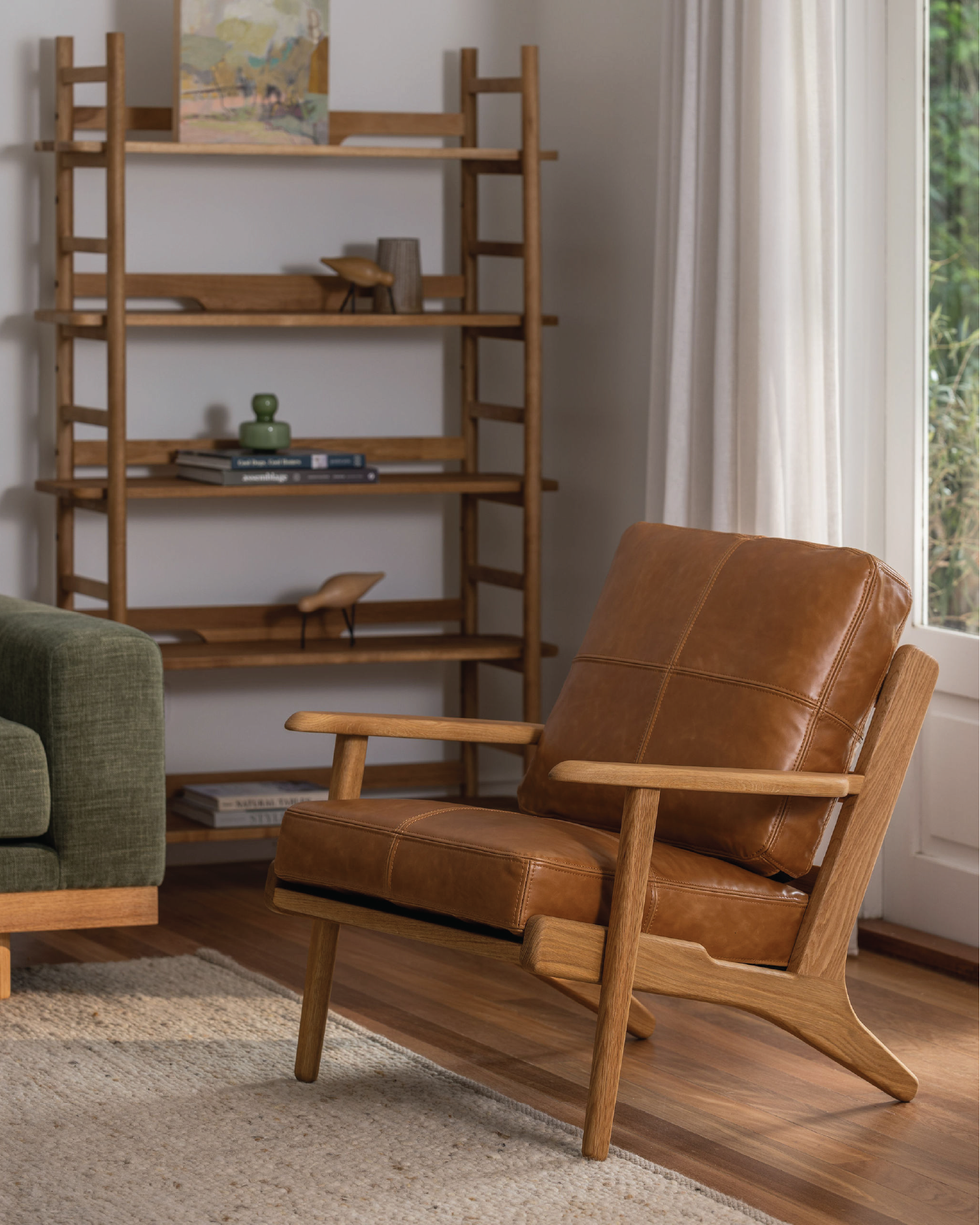 Map Armchair - Oak & Leather