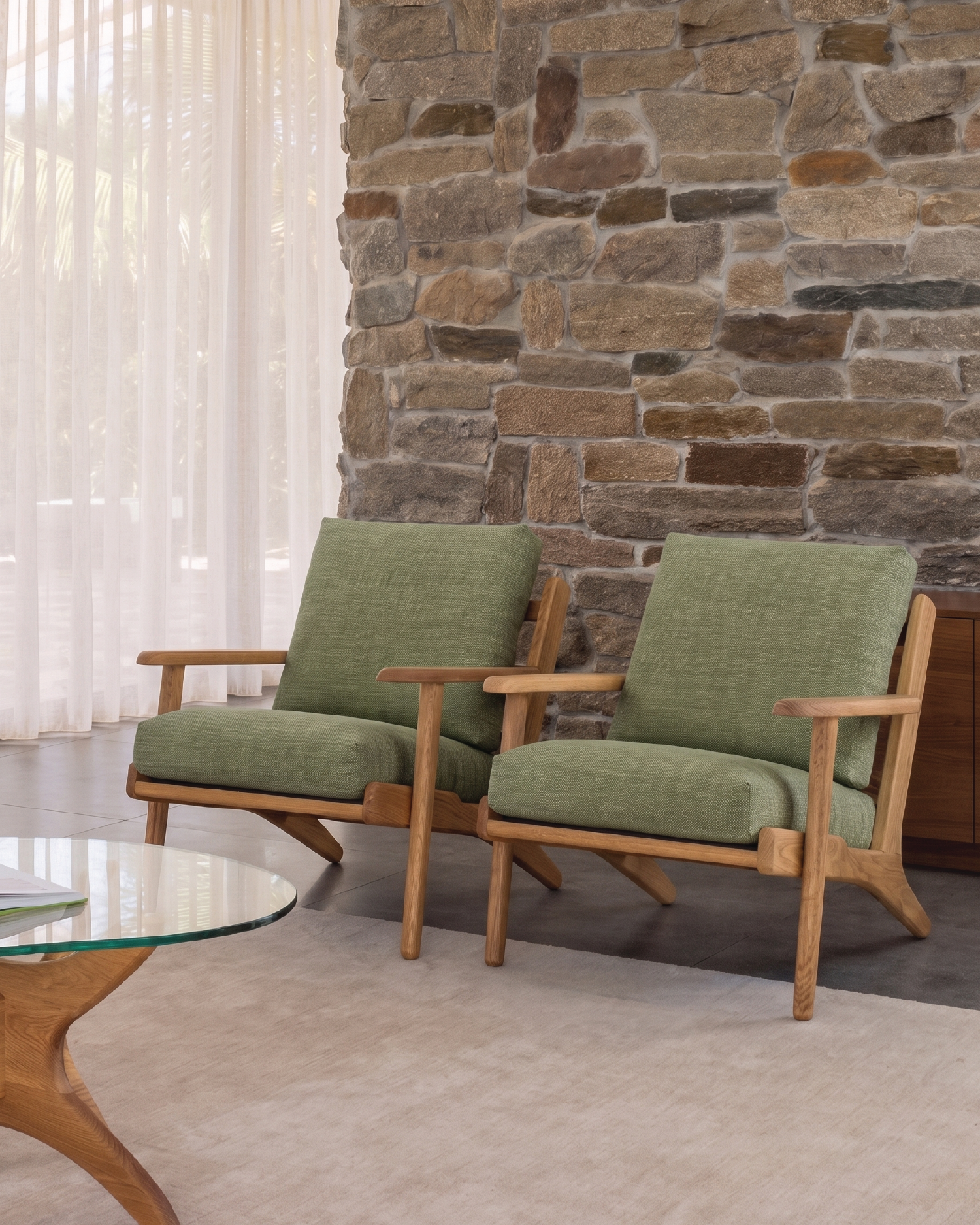 Map Armchair - Oak & Fabric