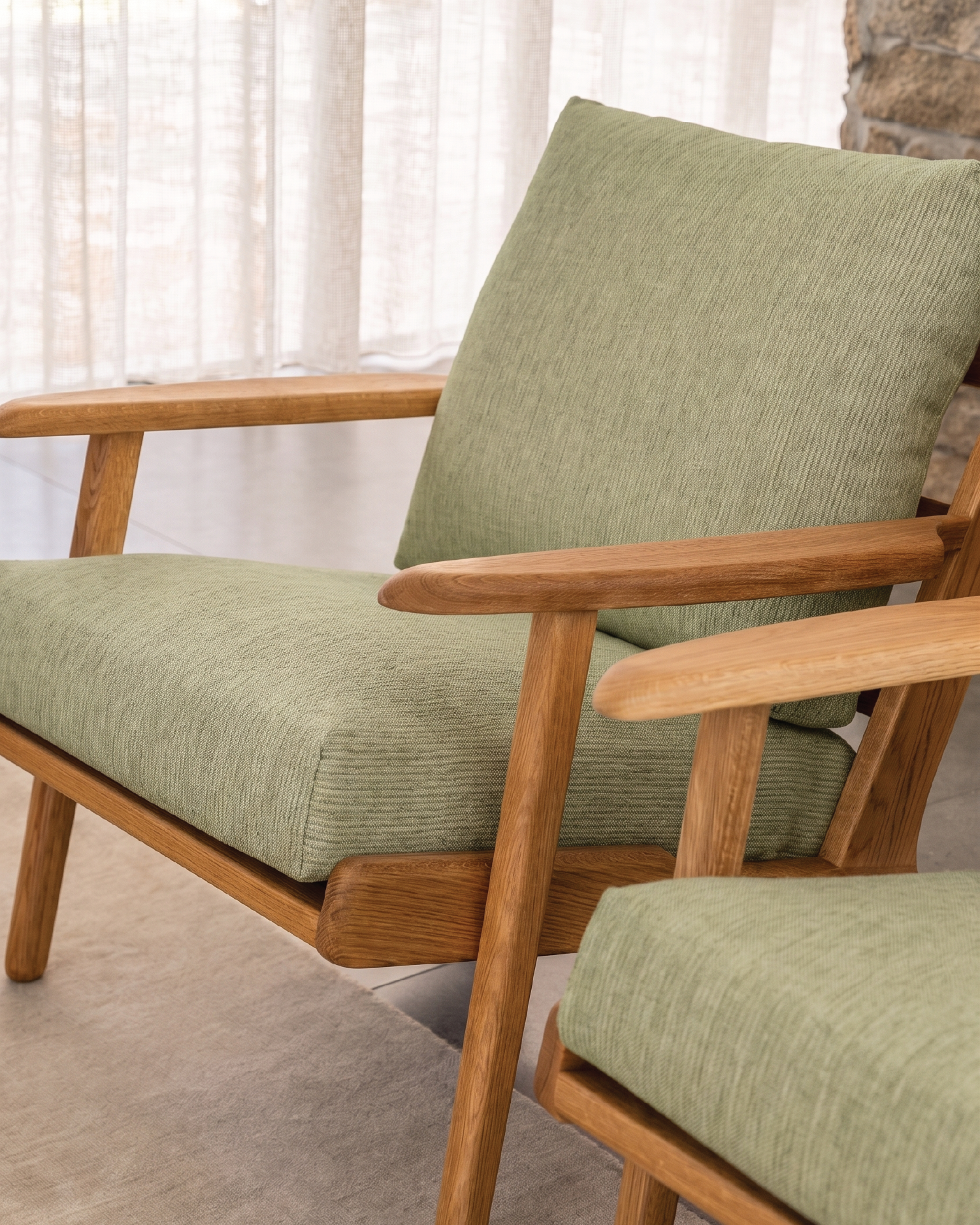 Map Armchair - Oak & Fabric