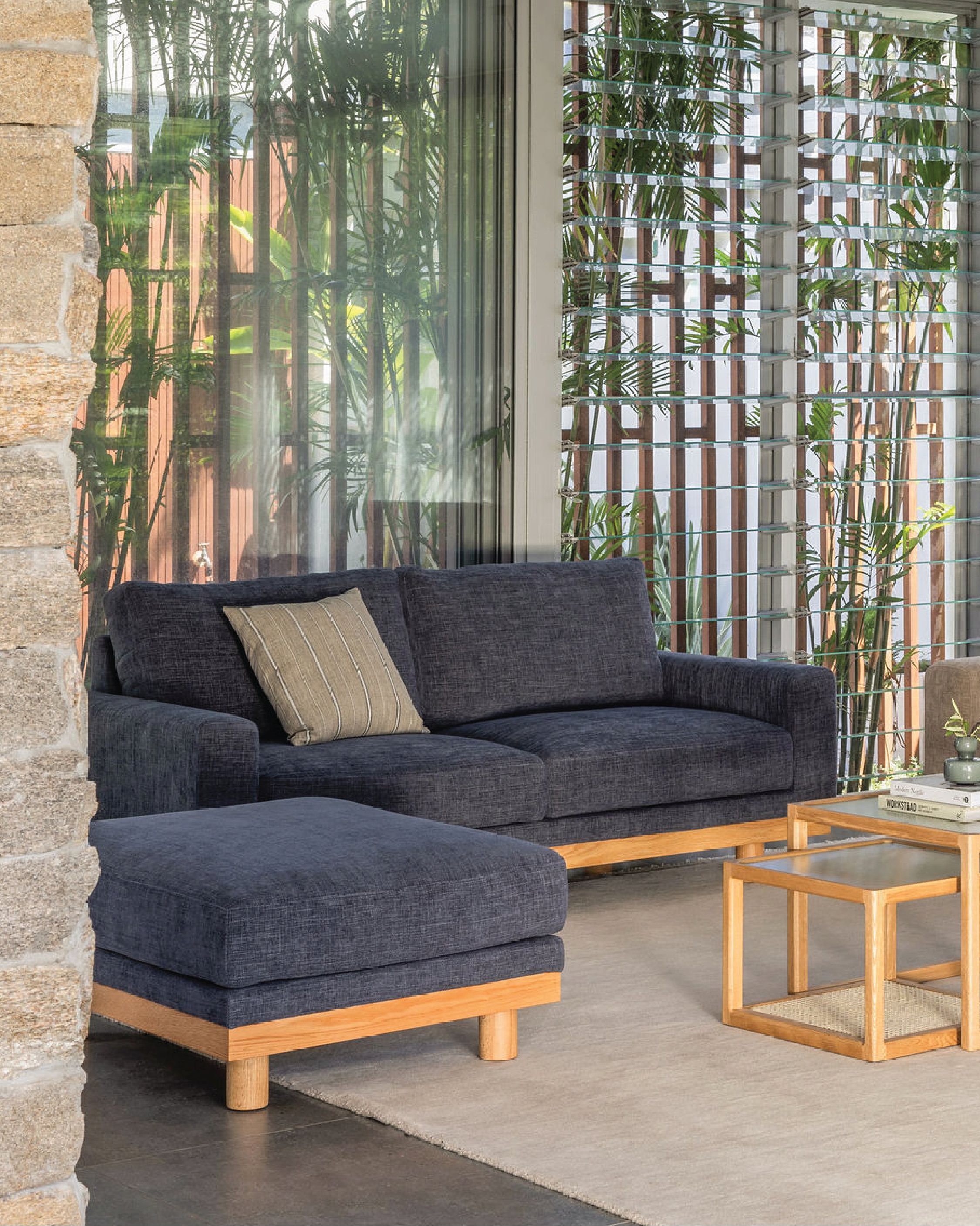 Metsa Sofa Foot Stool - Blue Smoke