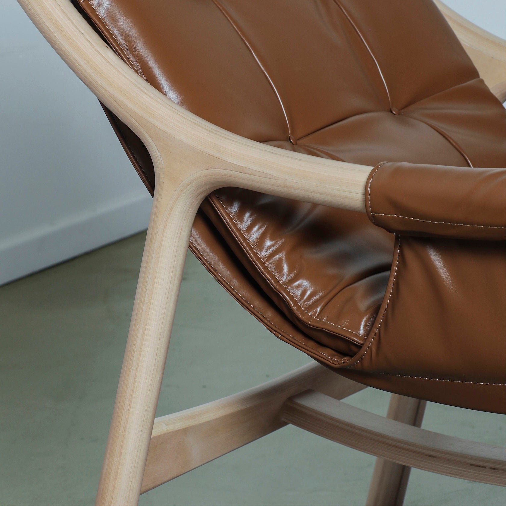 Reading Chair with Ottoman Birch Tan Leather