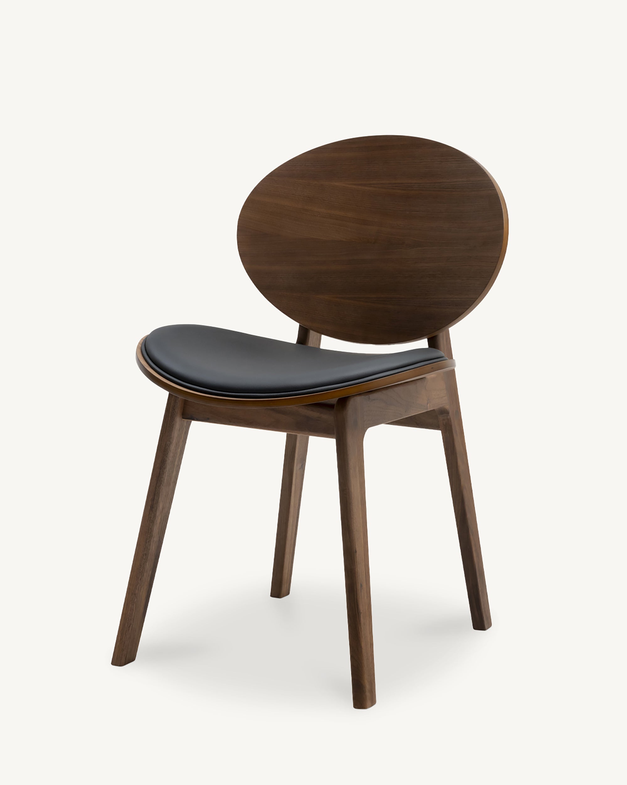 Arna 04 Walnut Black Leather Dining Chair