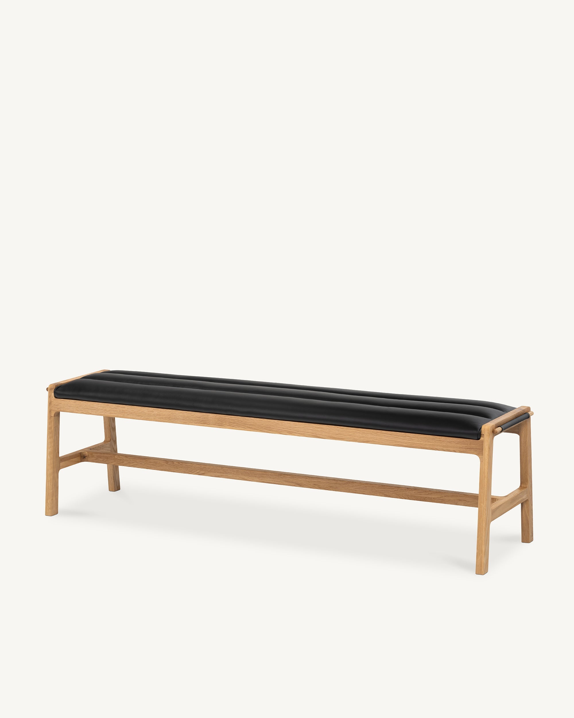 Arna Oak Black Leather Bench