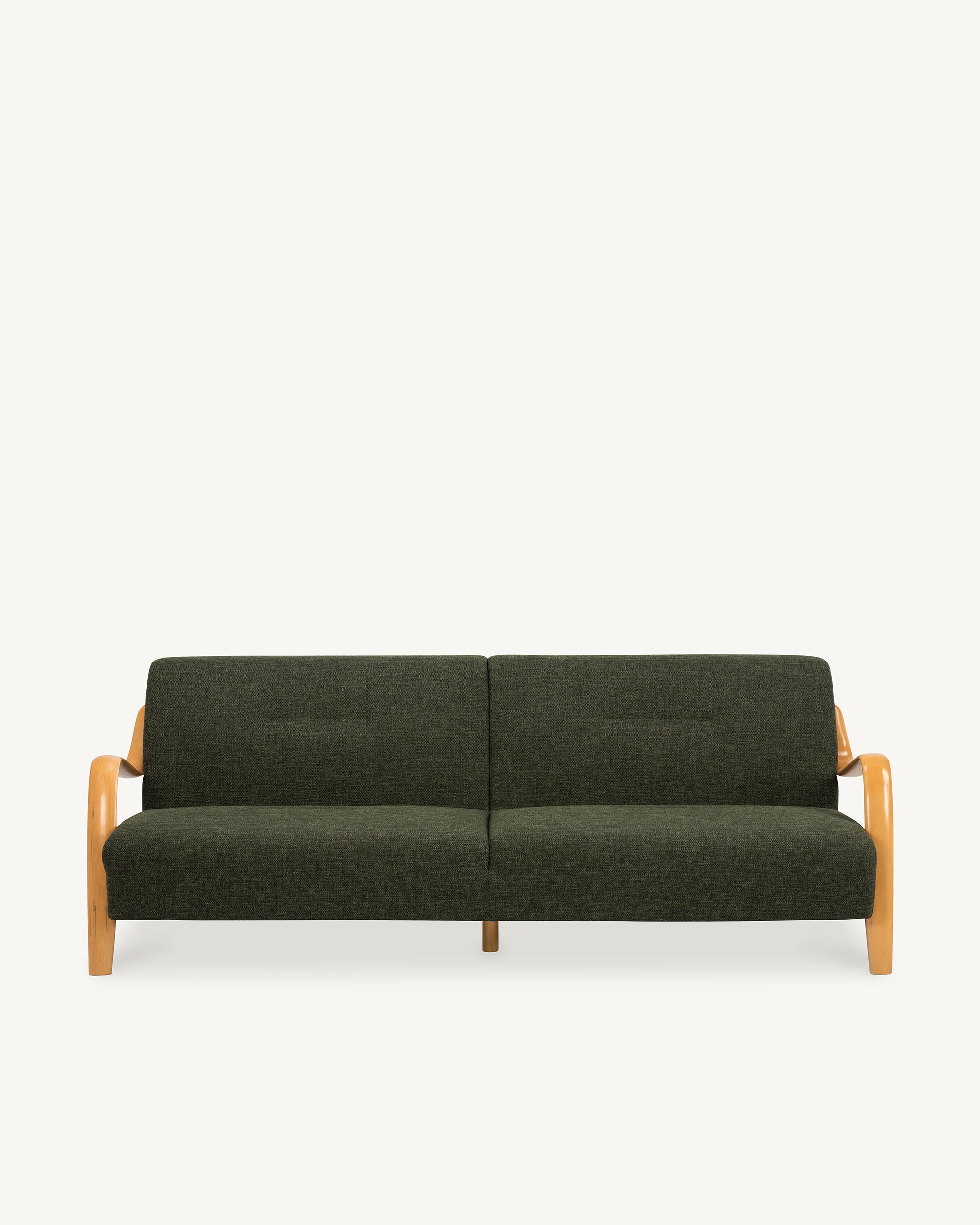 Beech Mid-Century Sofa 3 Seat Forest Green Fabric