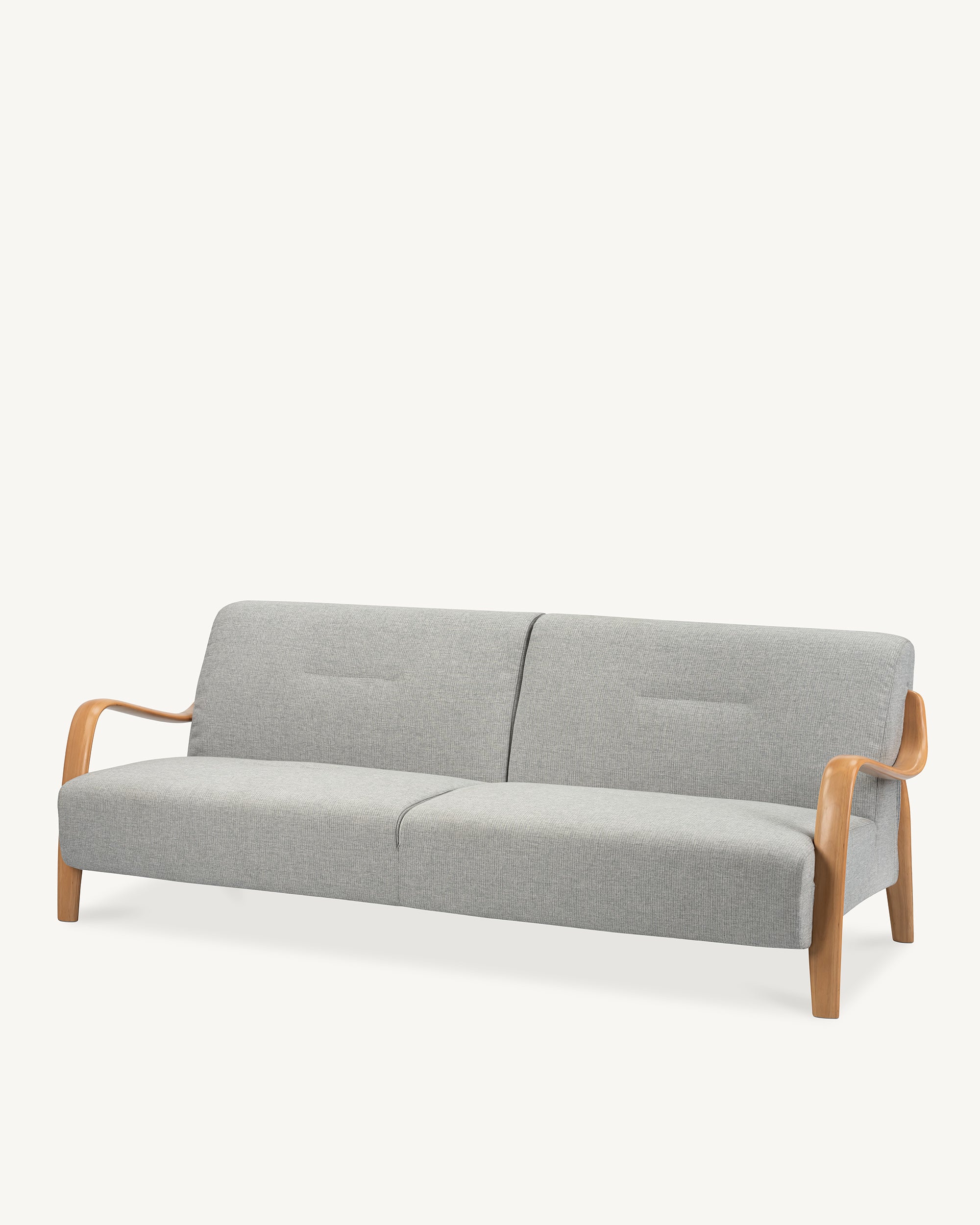 Beech Mid-Century Sofa 3 Seat Grey Fog