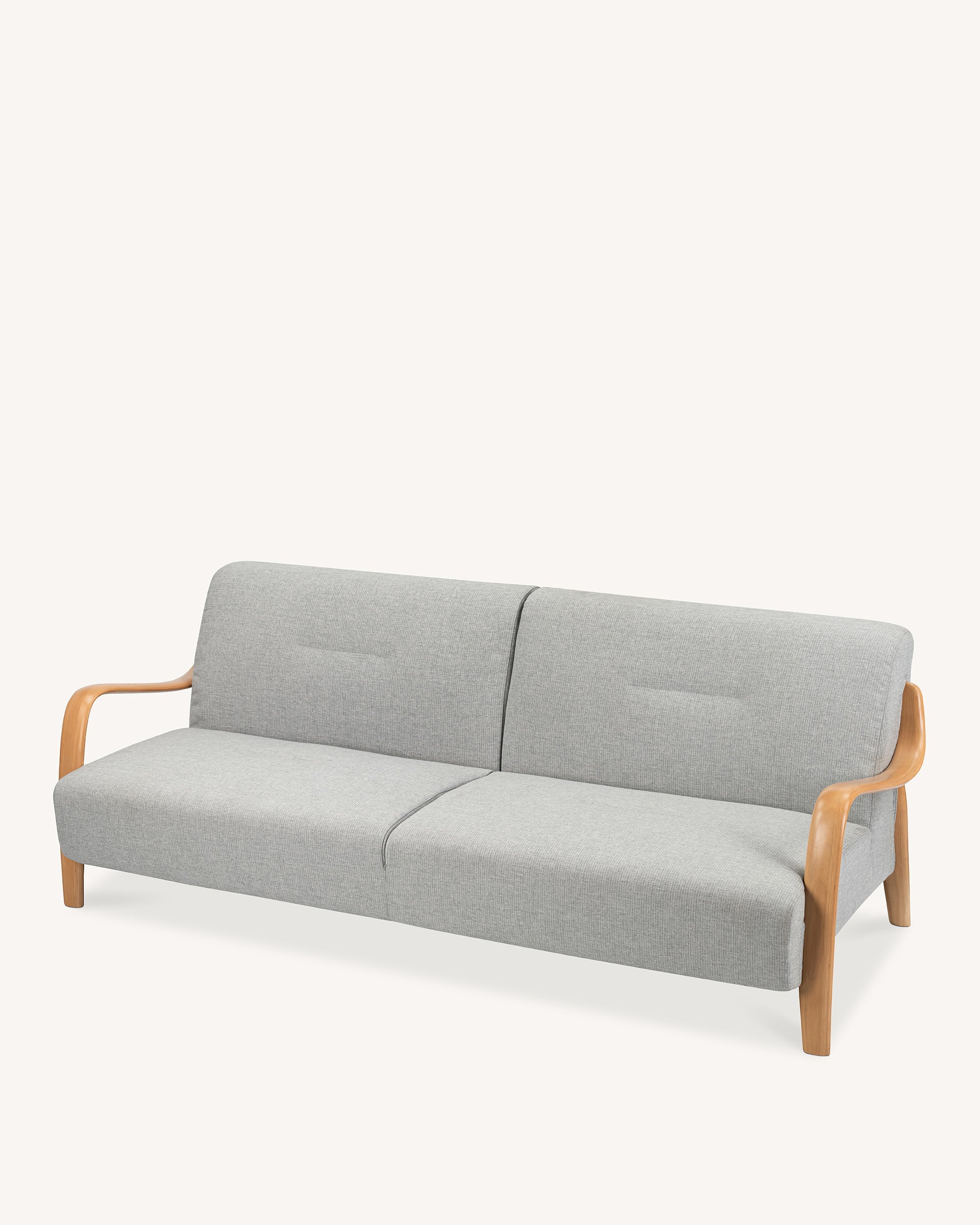 Beech Mid-Century Sofa 3 Seat Grey Fog