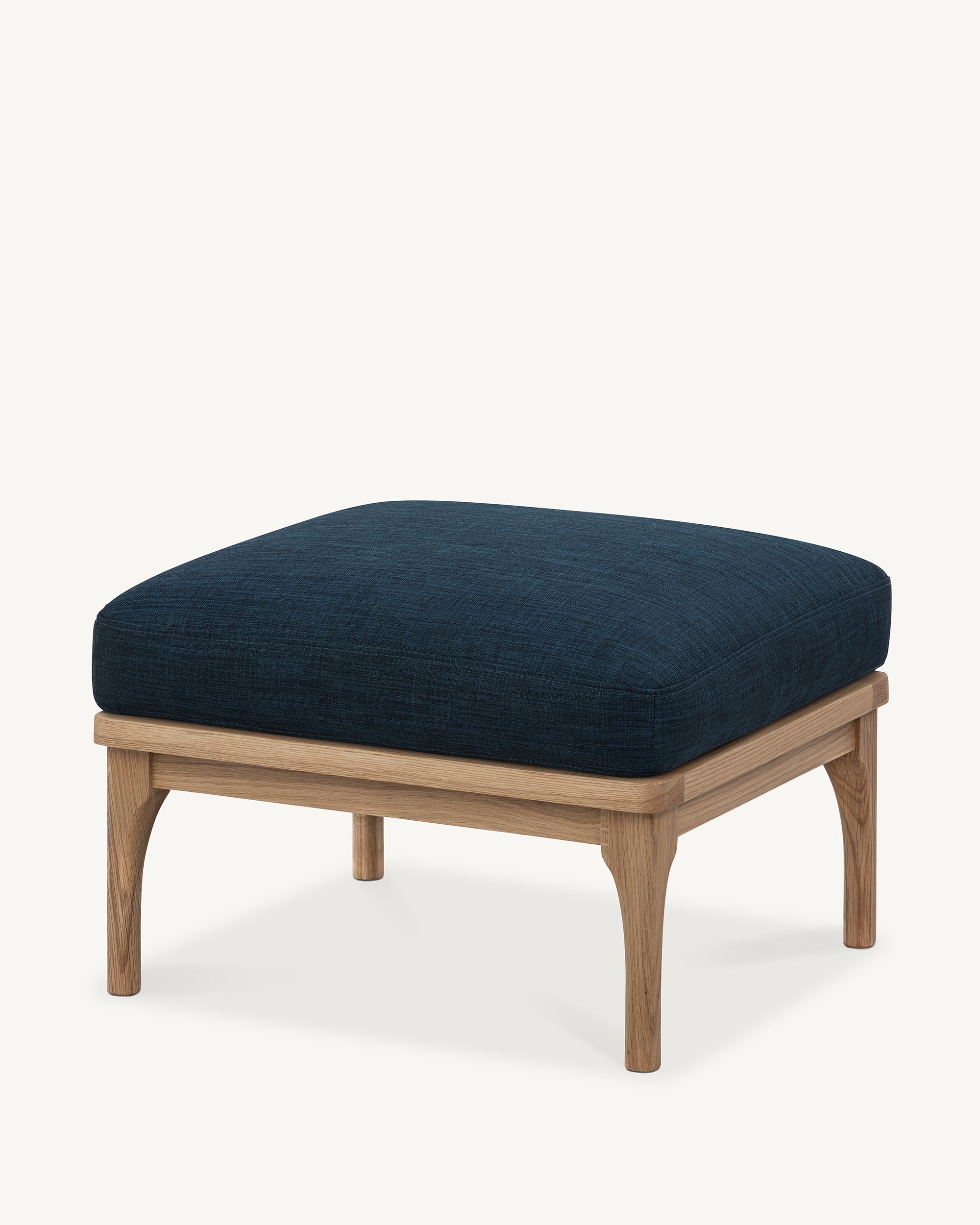 Den Footstool Oak Frame Royal Blue Fabric