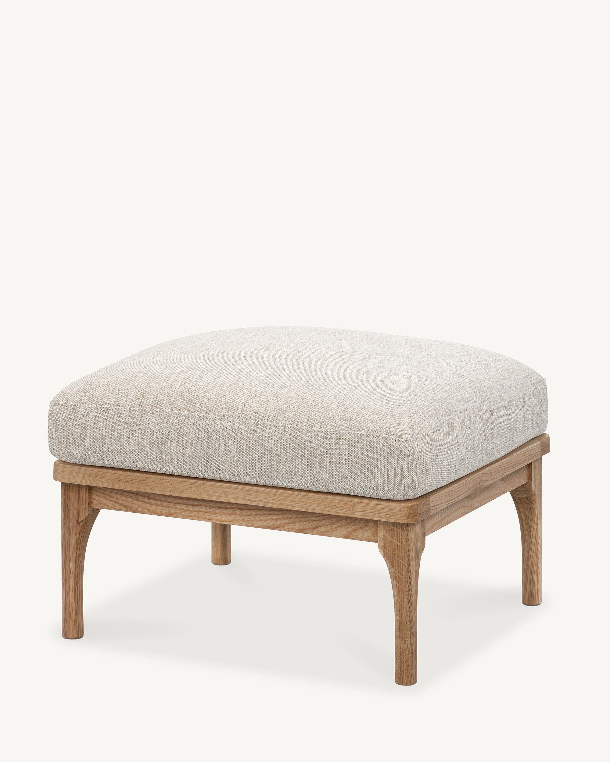 Den Footstool Oak Frame Sandstone Fabric