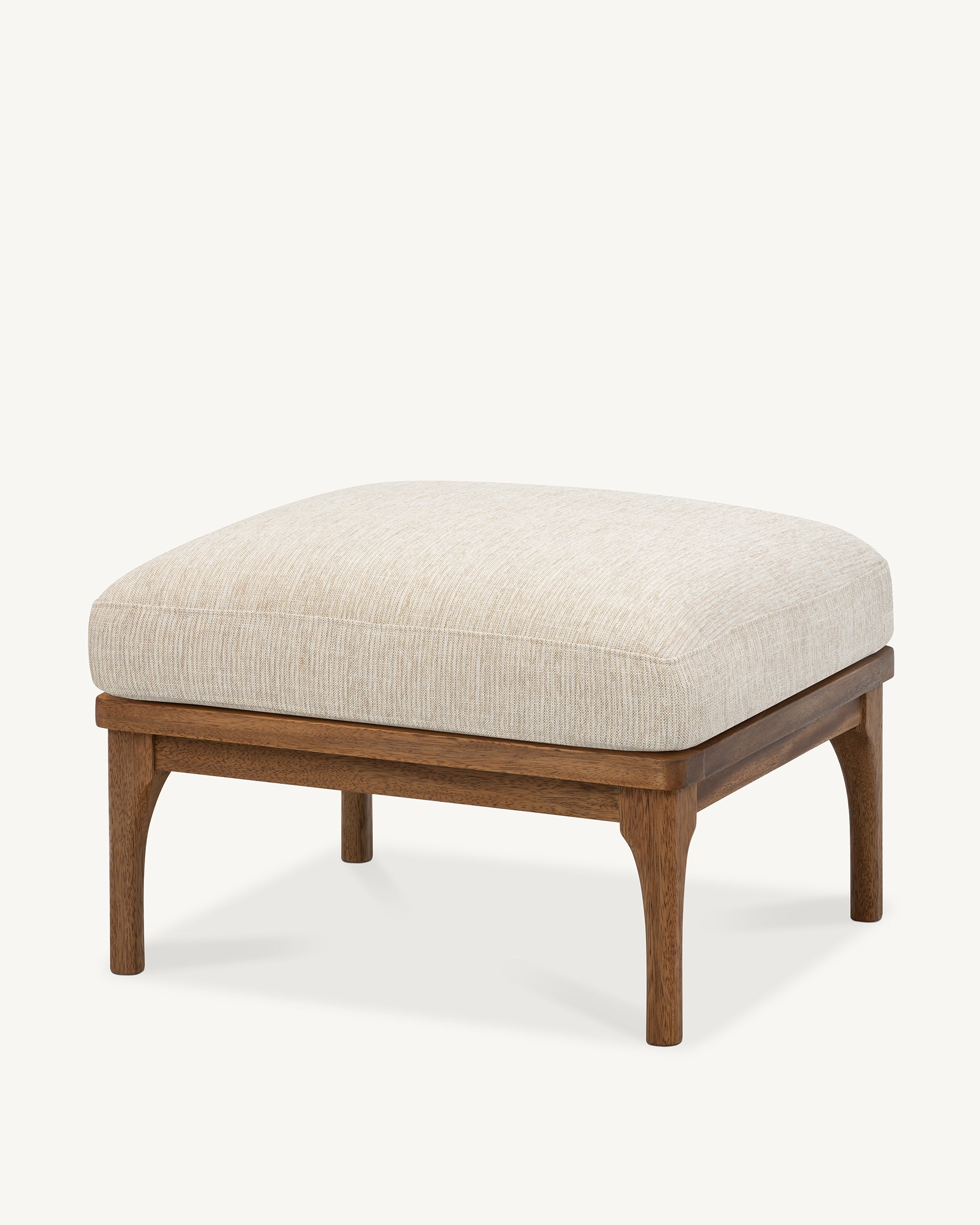 Den Footstool Walnut Frame Sandstone Fabric
