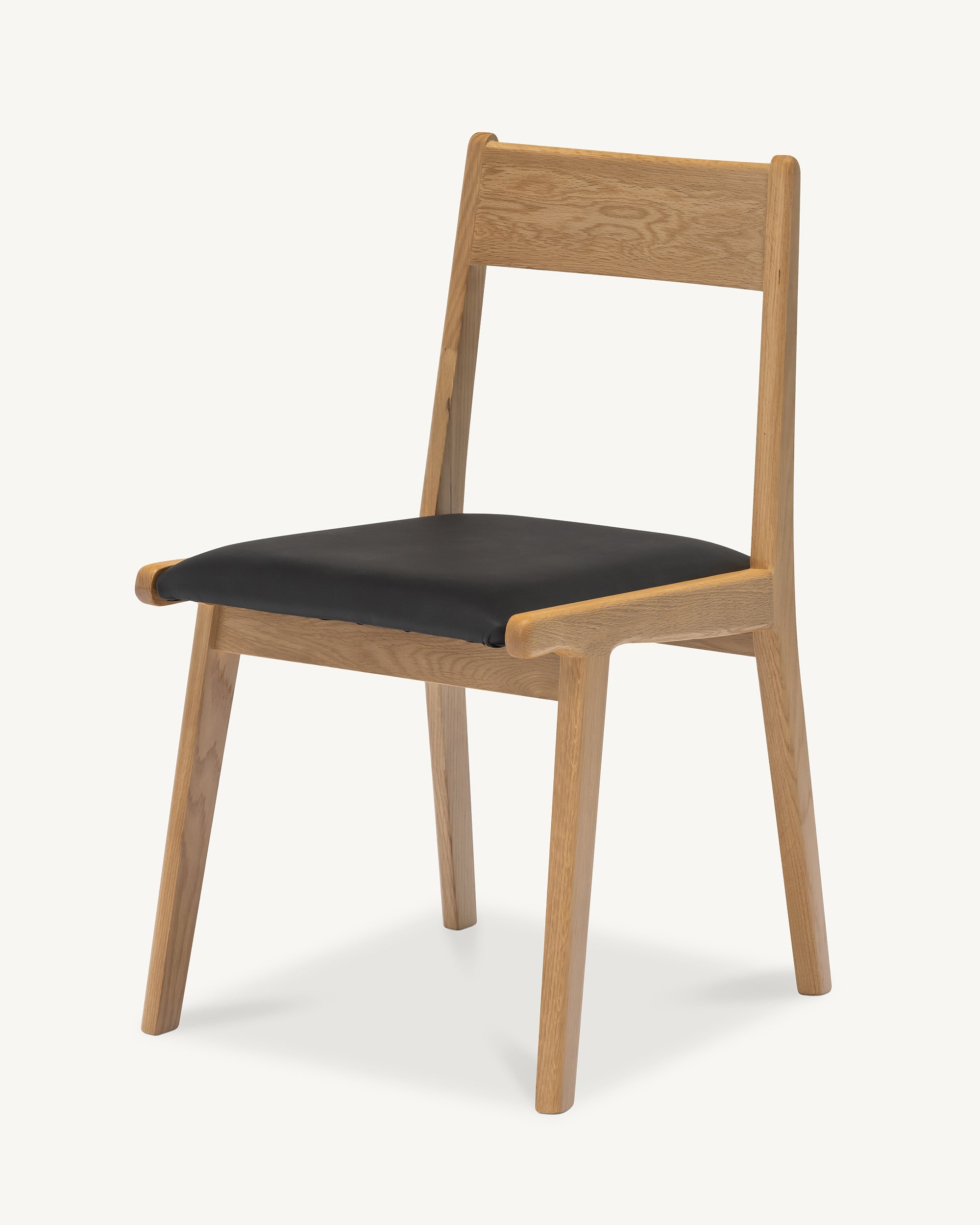 Forest 01 Black Authentic Leather Oak Dining Chair