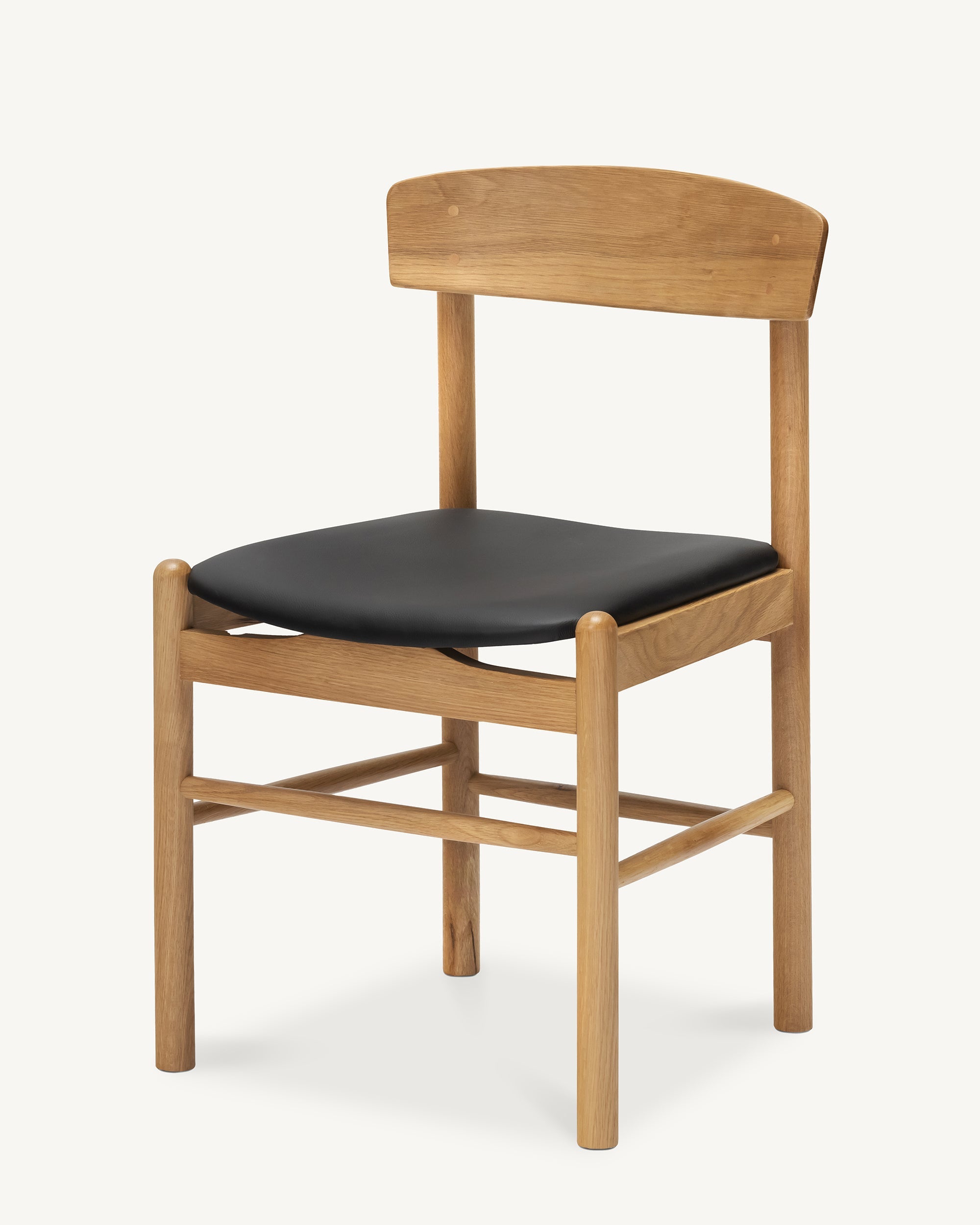 Forest 02 Black Full-Grain Leather Oak Dining Chair