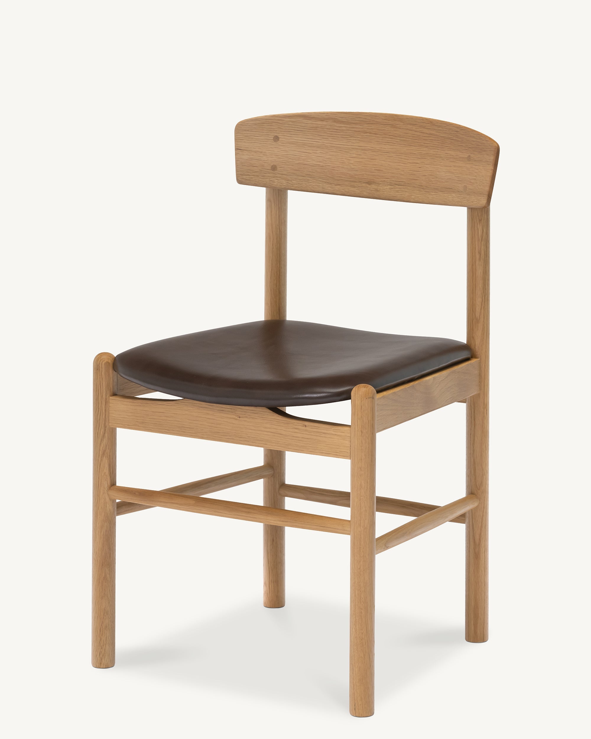 Forest 02 Dark Tan Full-Grain Leather Oak Dining Chair