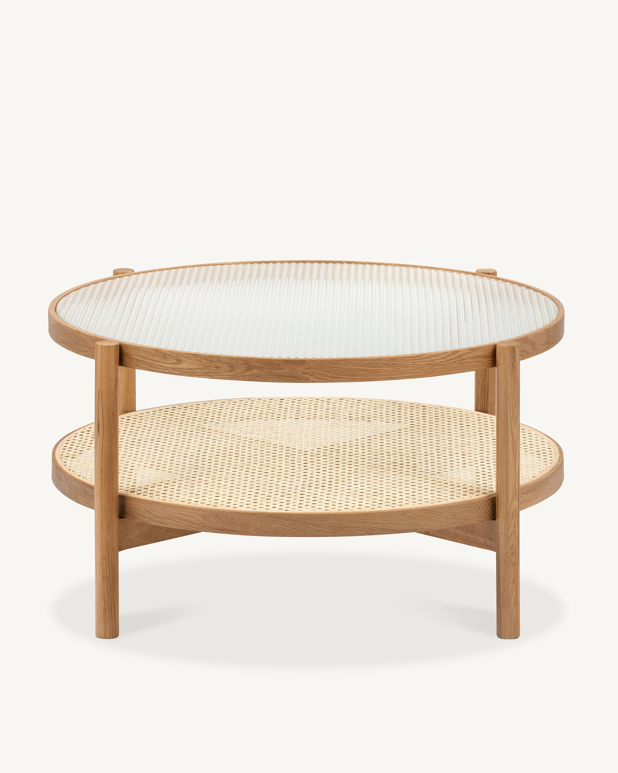 Forest Oak and Rattan Round Coffee Table