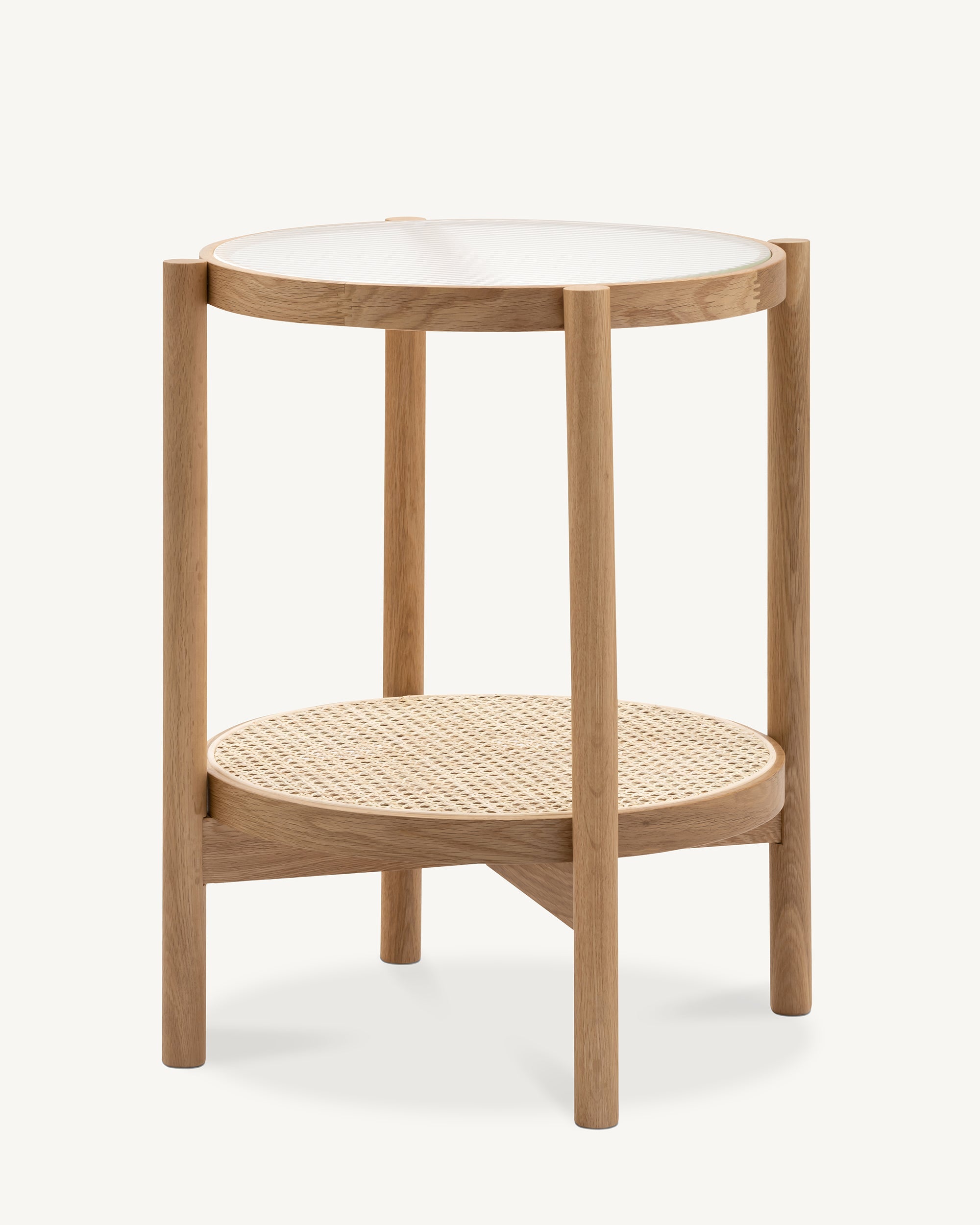 Forest Oak and Rattan Round Side Table