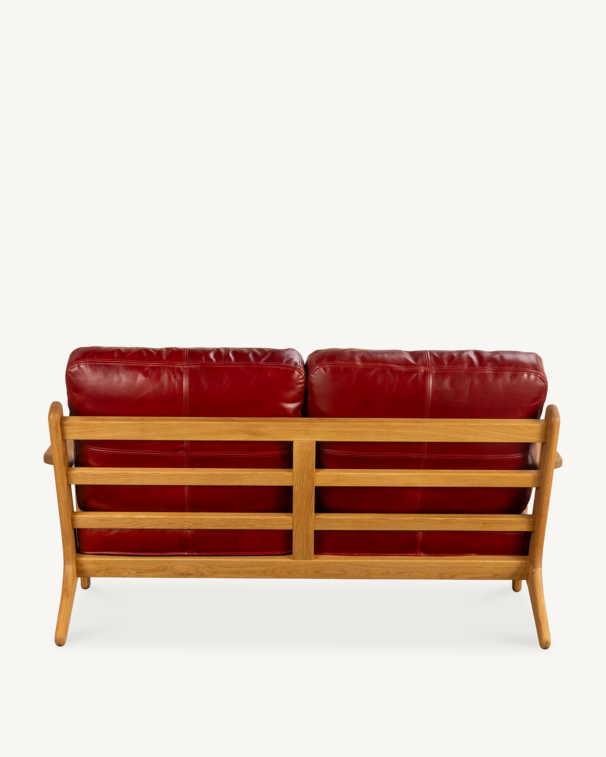 Map 2 Seat Sofa (Oak/Red Leather)