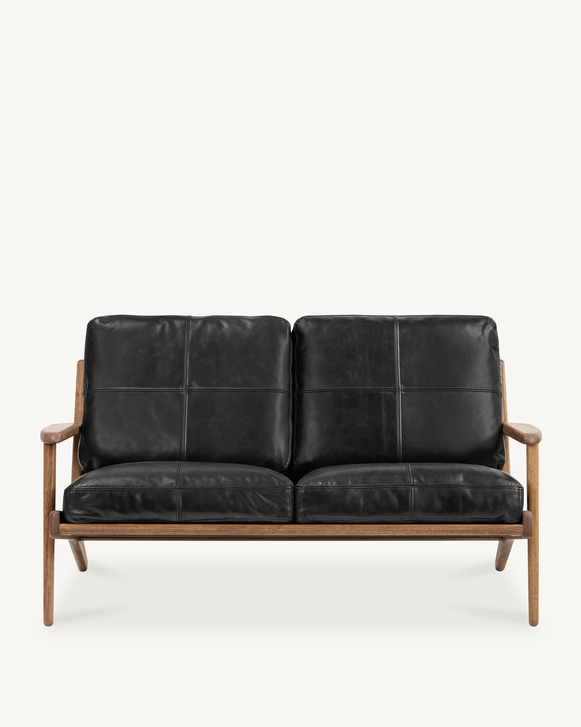 Map 2 Seat Sofa - Walnut & Leather
