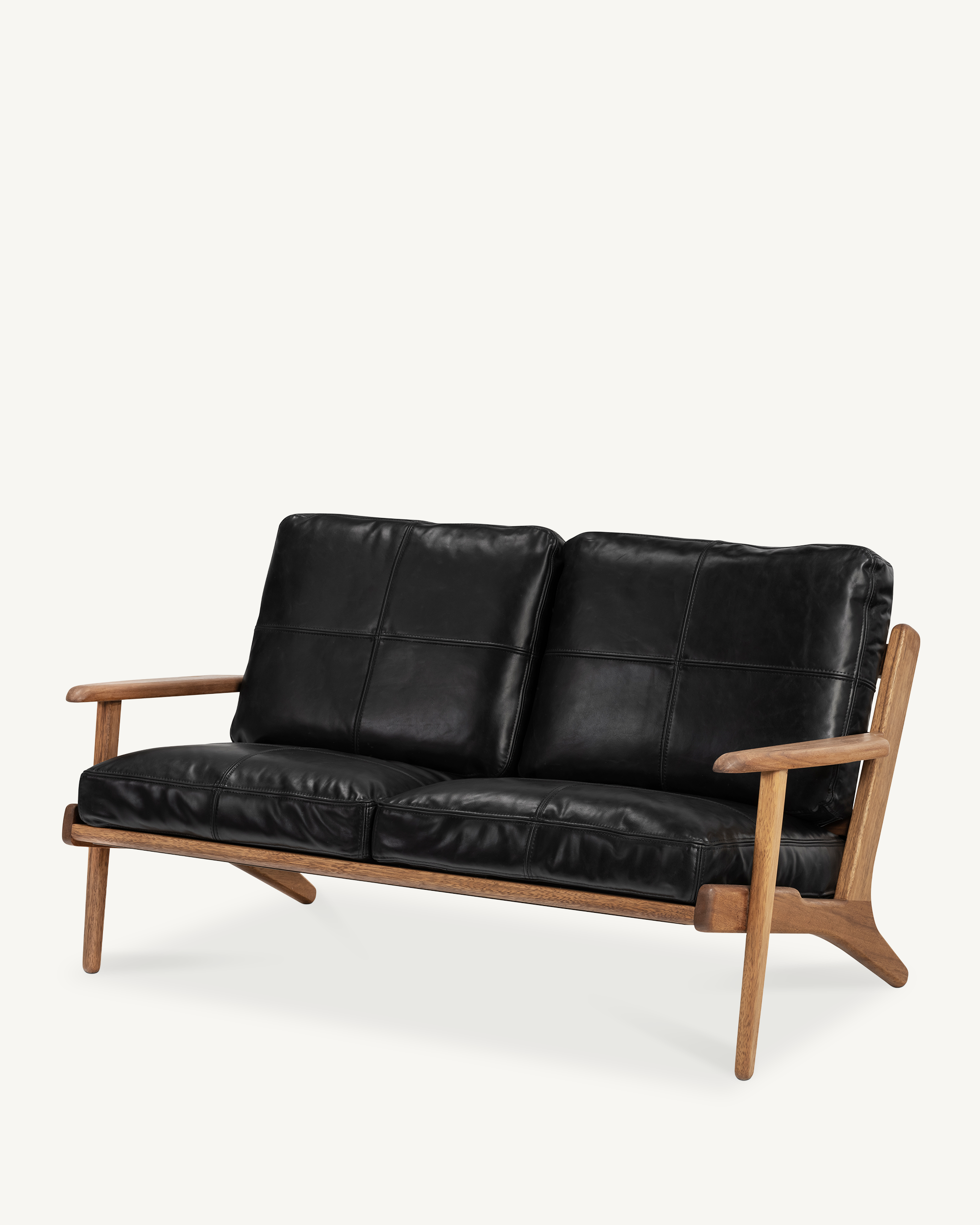 Map 2 Seat Sofa - Walnut & Leather