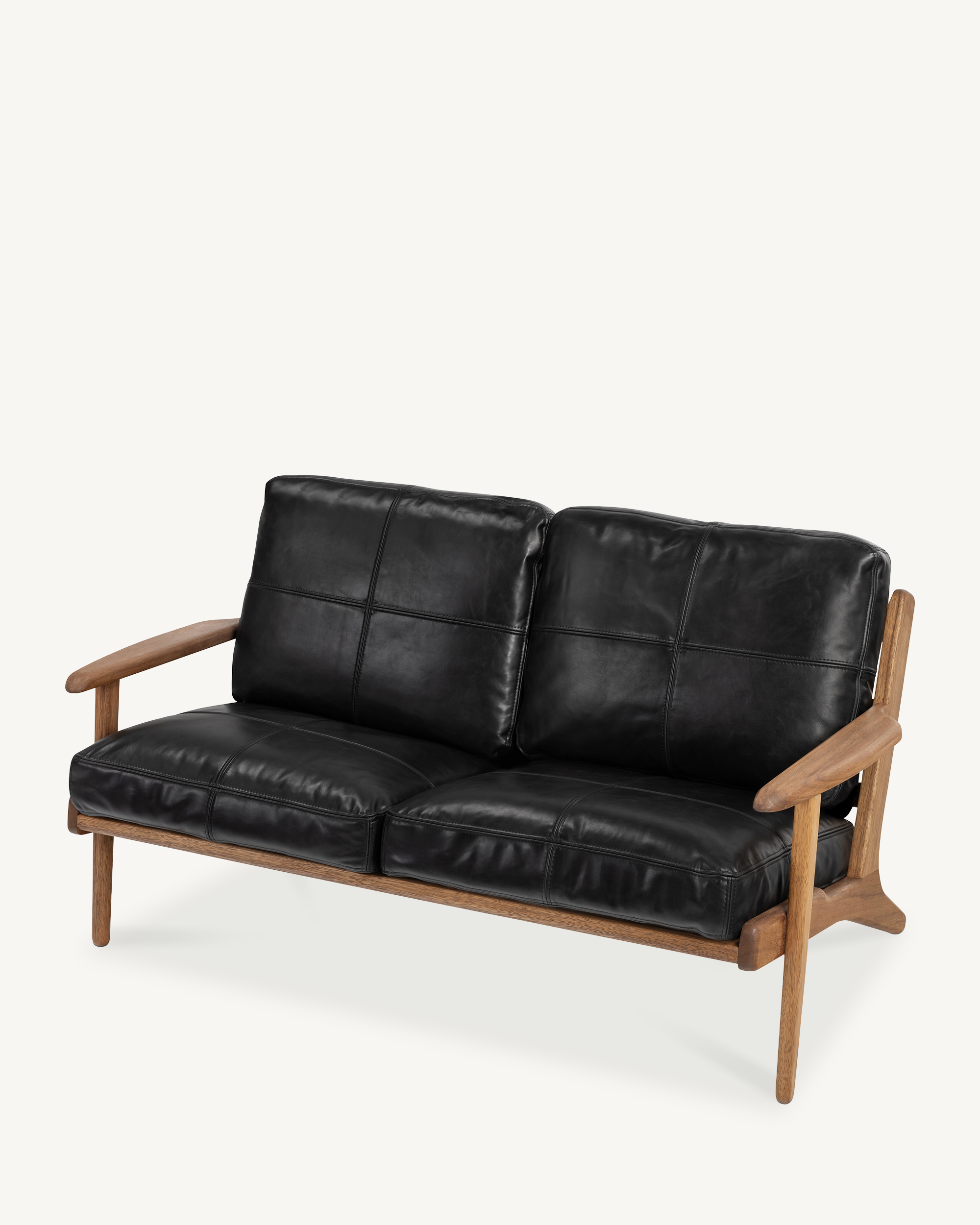 Map 2 Seat Sofa - Walnut & Leather