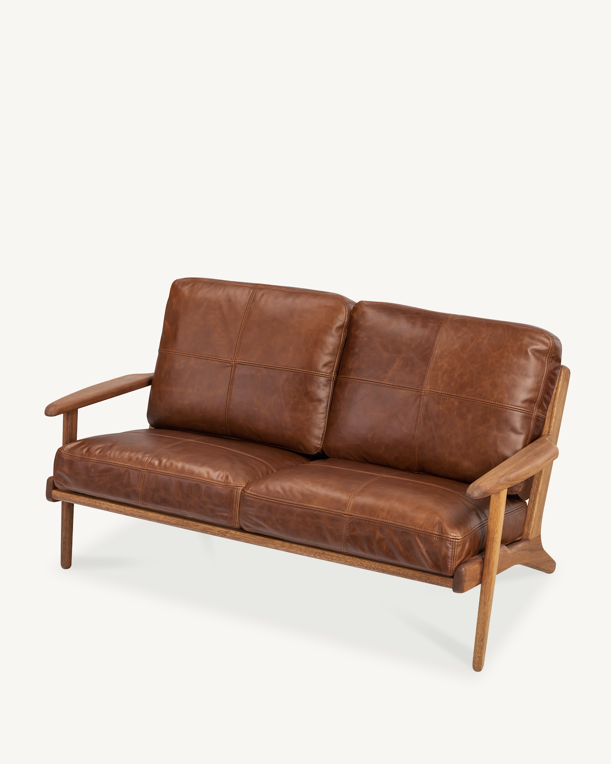 Map 2 Seat Sofa - Walnut & Leather