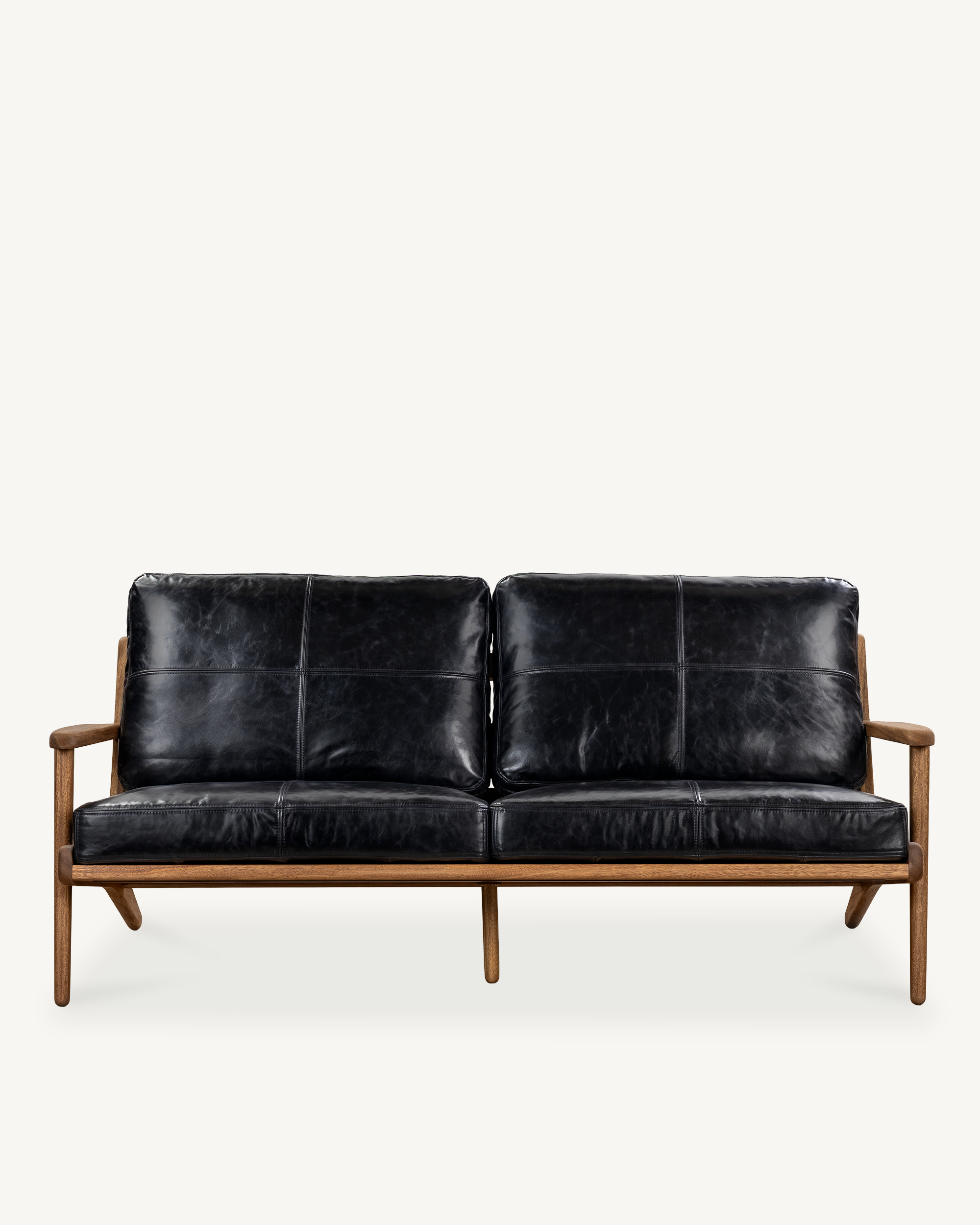 Map 3 Seat Sofa - Walnut & Leather