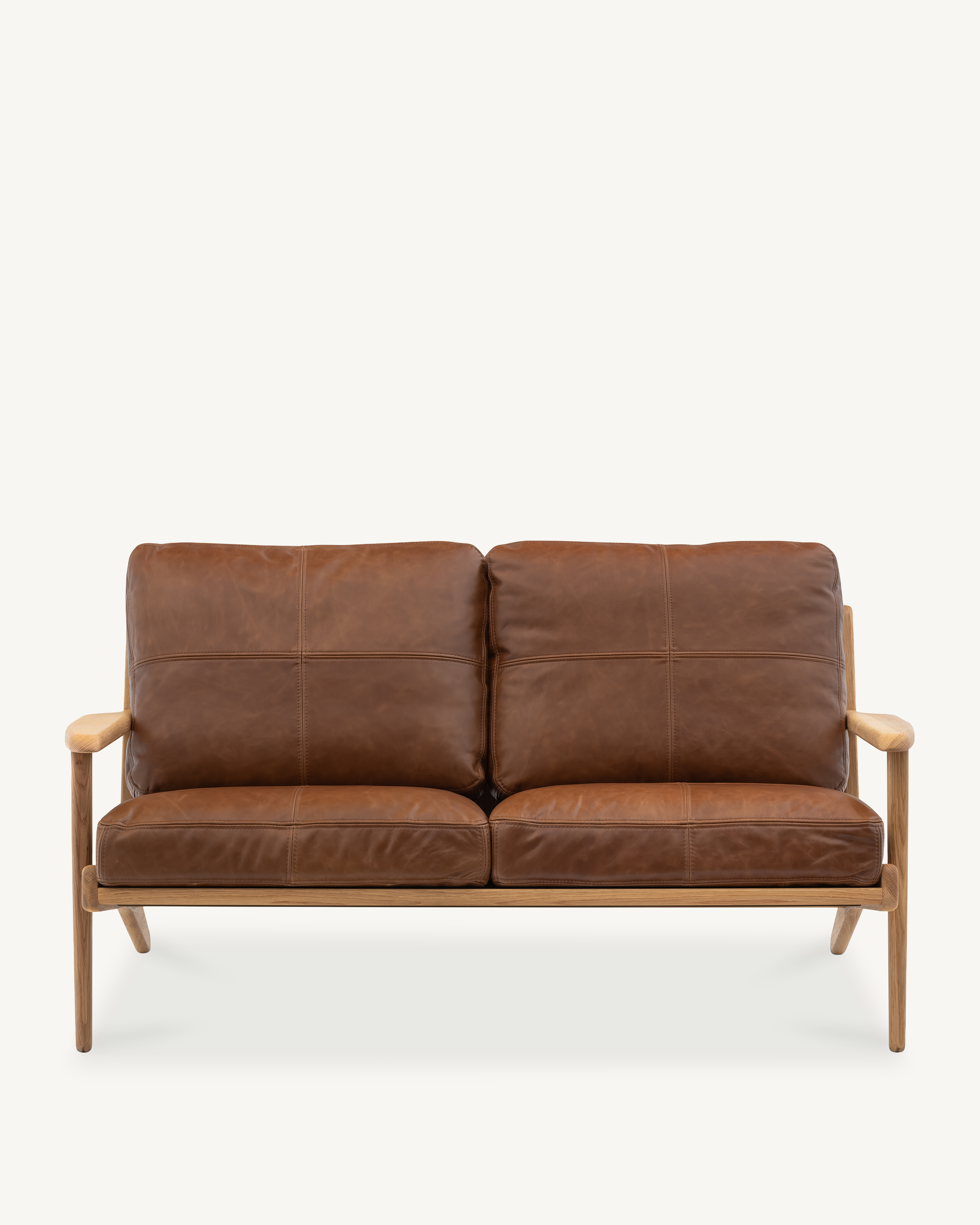 Map 2 Seat Sofa - Oak & Leather