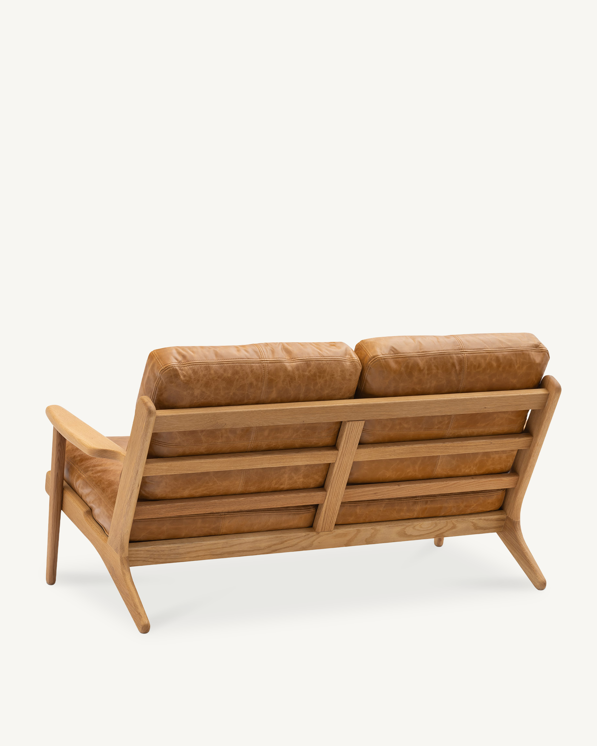 Map 2 Seat Sofa - Oak & Leather