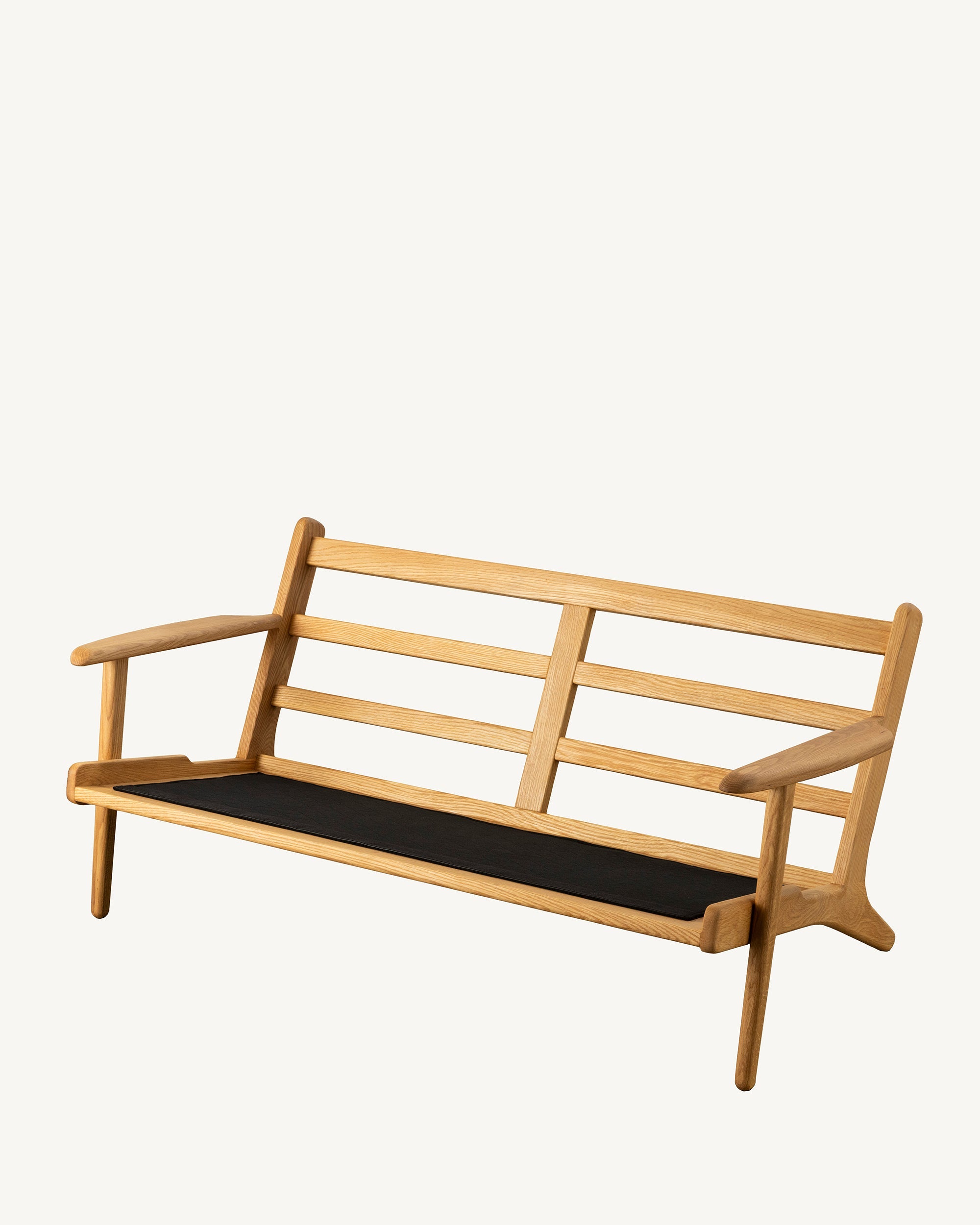 Map 2 Seat Sofa Oak Frame Red Leather