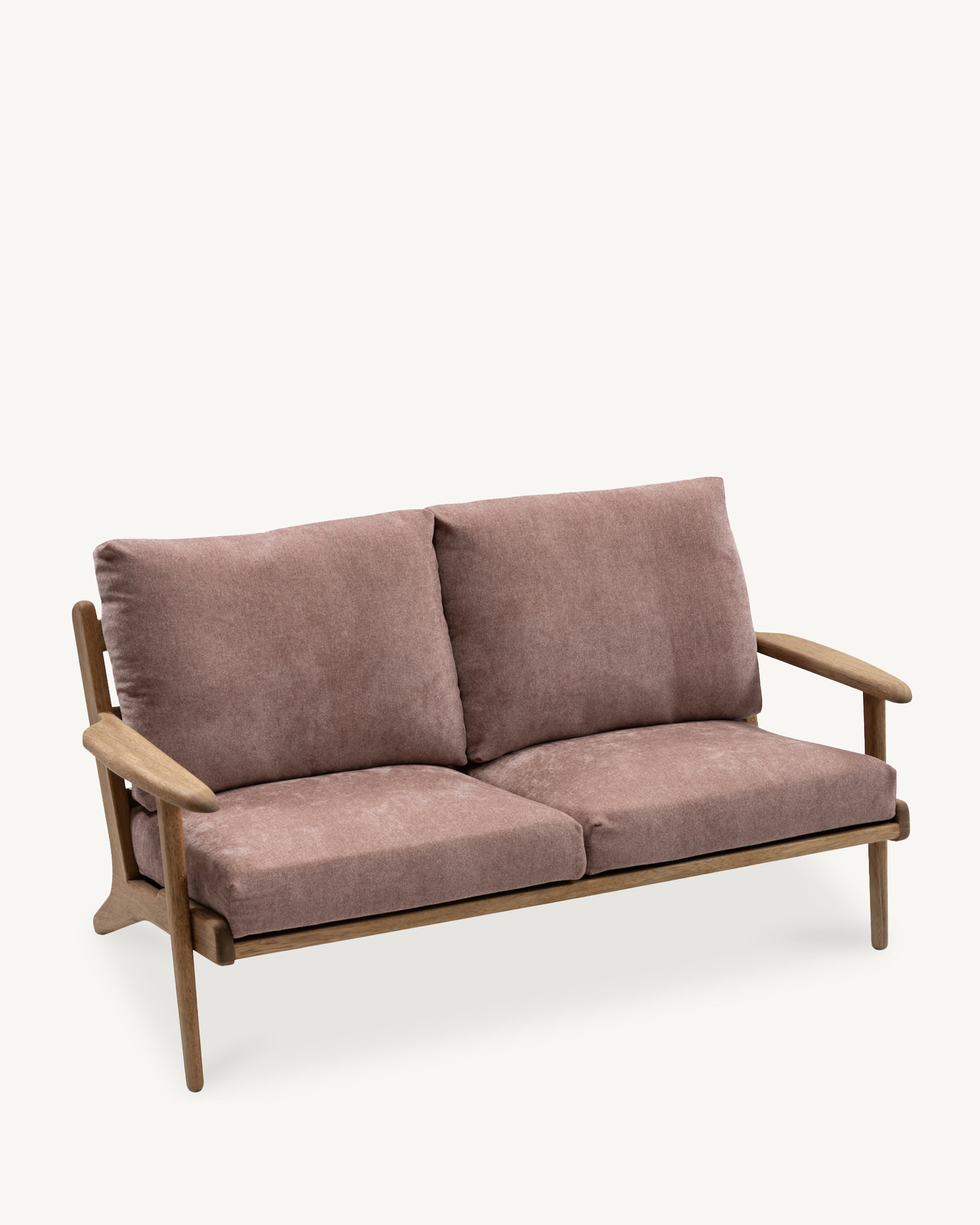 Map 2 Seat Sofa Walnut Frame Dusty Rose
