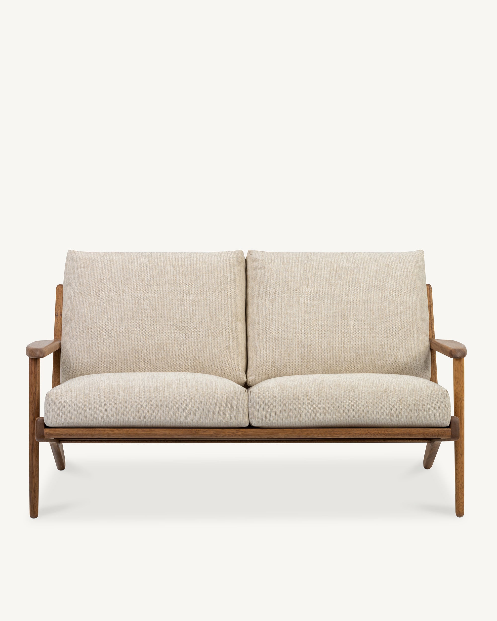 Map 2 Seat Sofa Walnut Frame Sandstone Fabric
