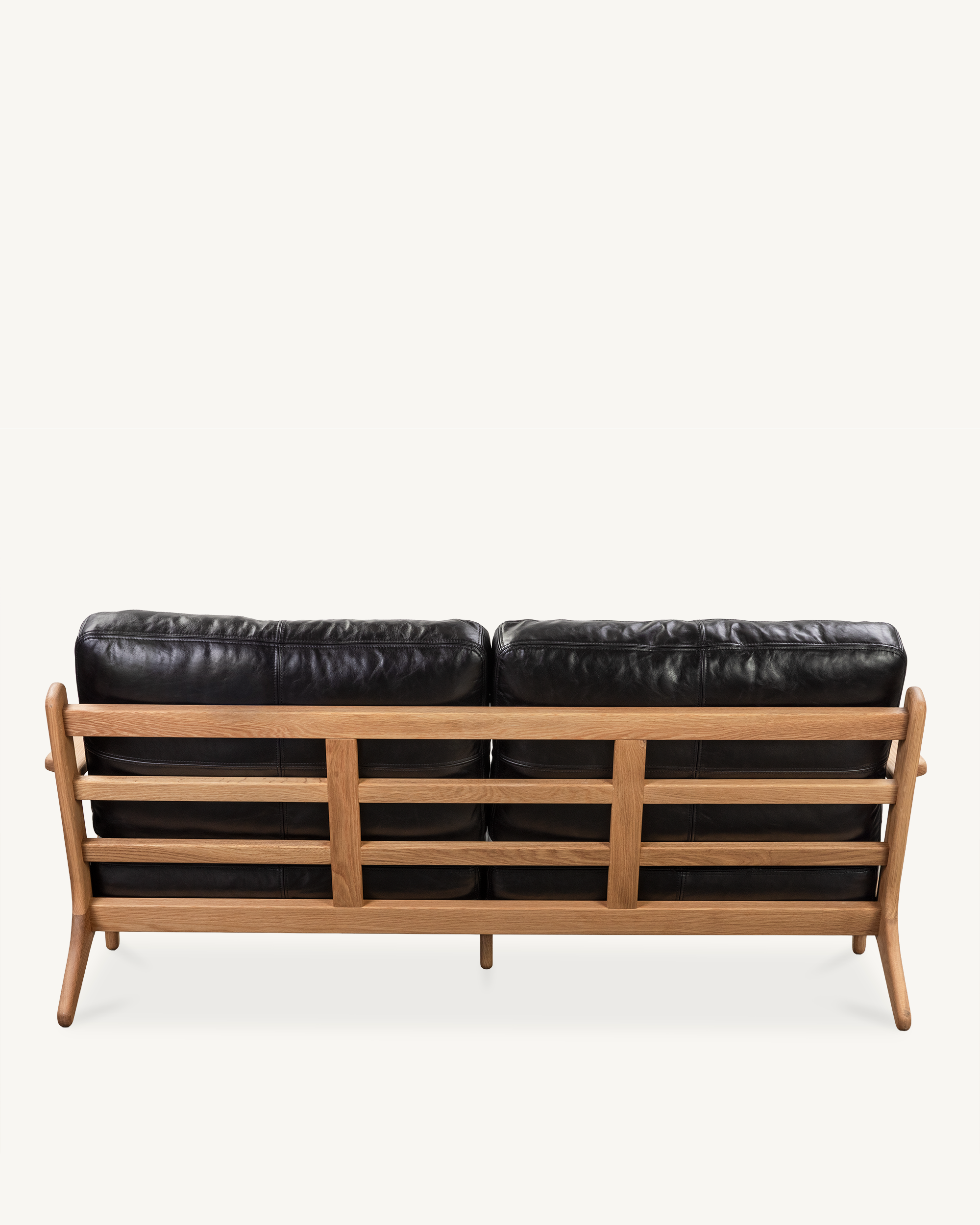 Map 3 Seat Sofa (Oak/Black Leather) - Special Order
