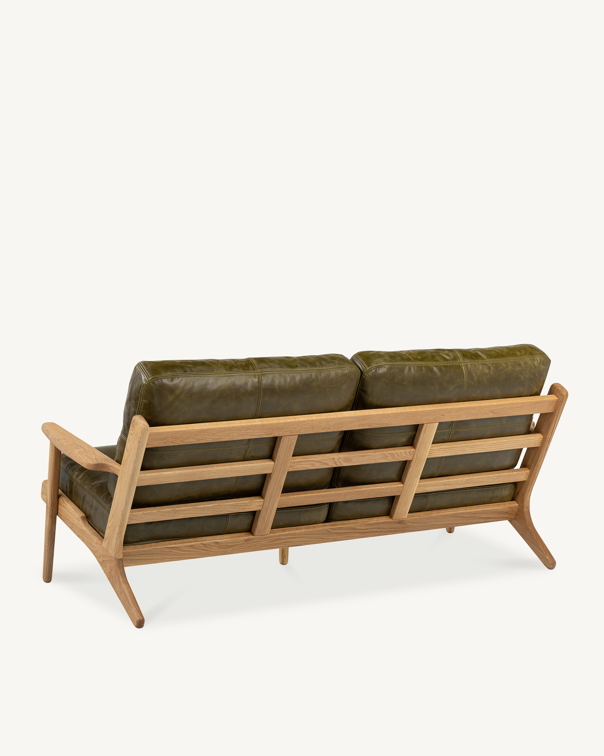 Map 3 Seat Sofa - Oak & Leather