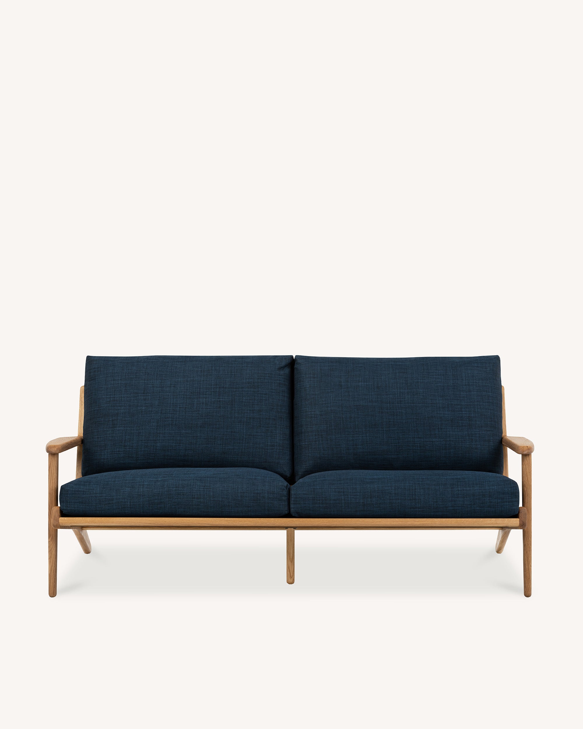 Map 3 Seat Sofa Oak Frame Royal Blue Fabric