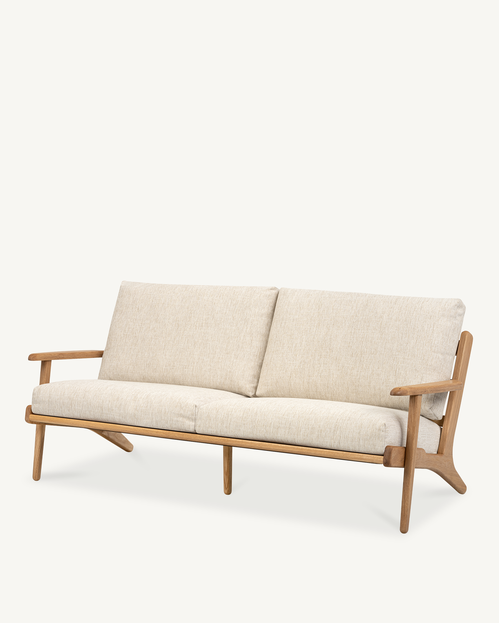 Map 3 Seat Sofa - Oak & Fabric