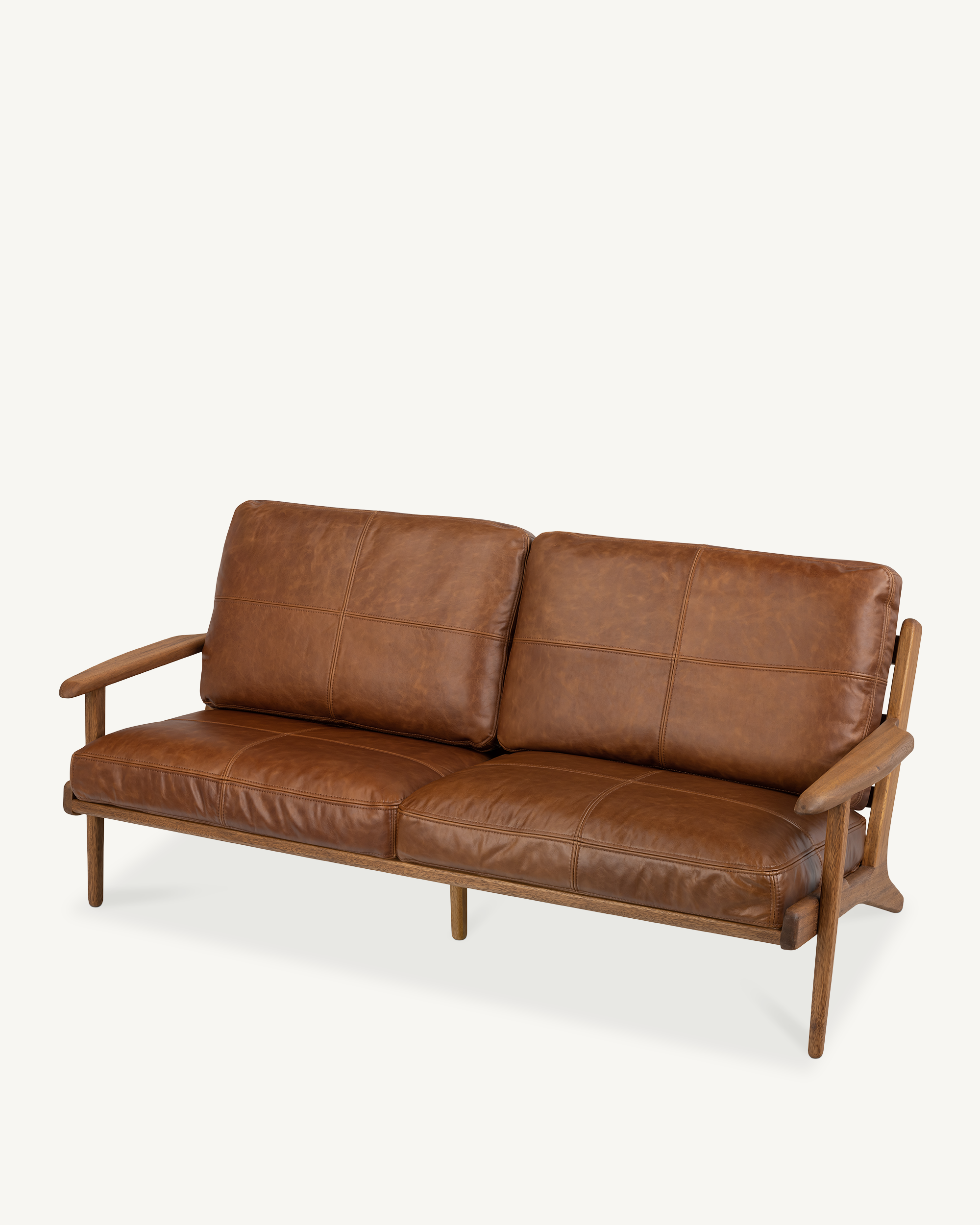 Map 3 Seat Sofa - Walnut & Leather