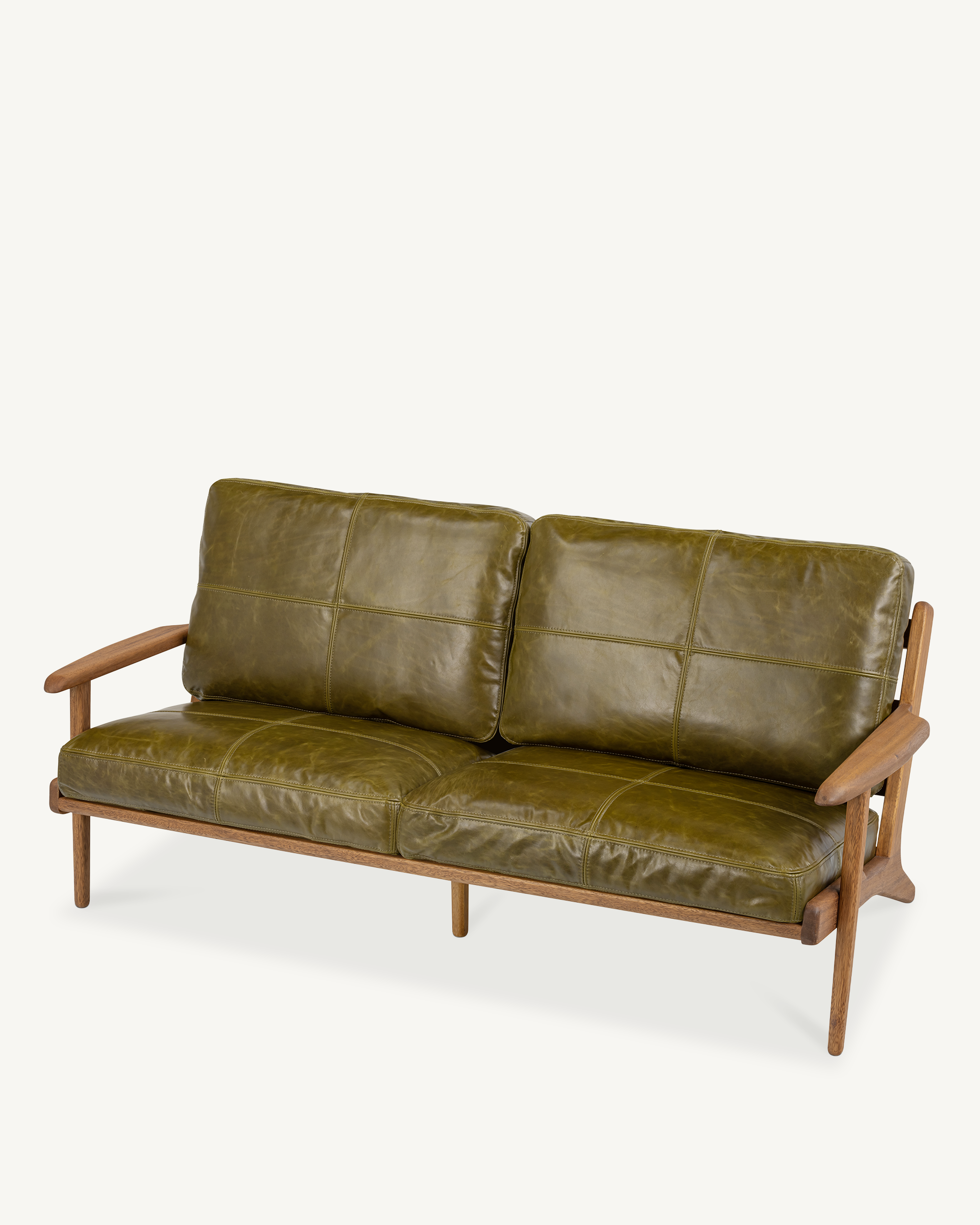 Map 3 Seat Sofa - Walnut & Leather