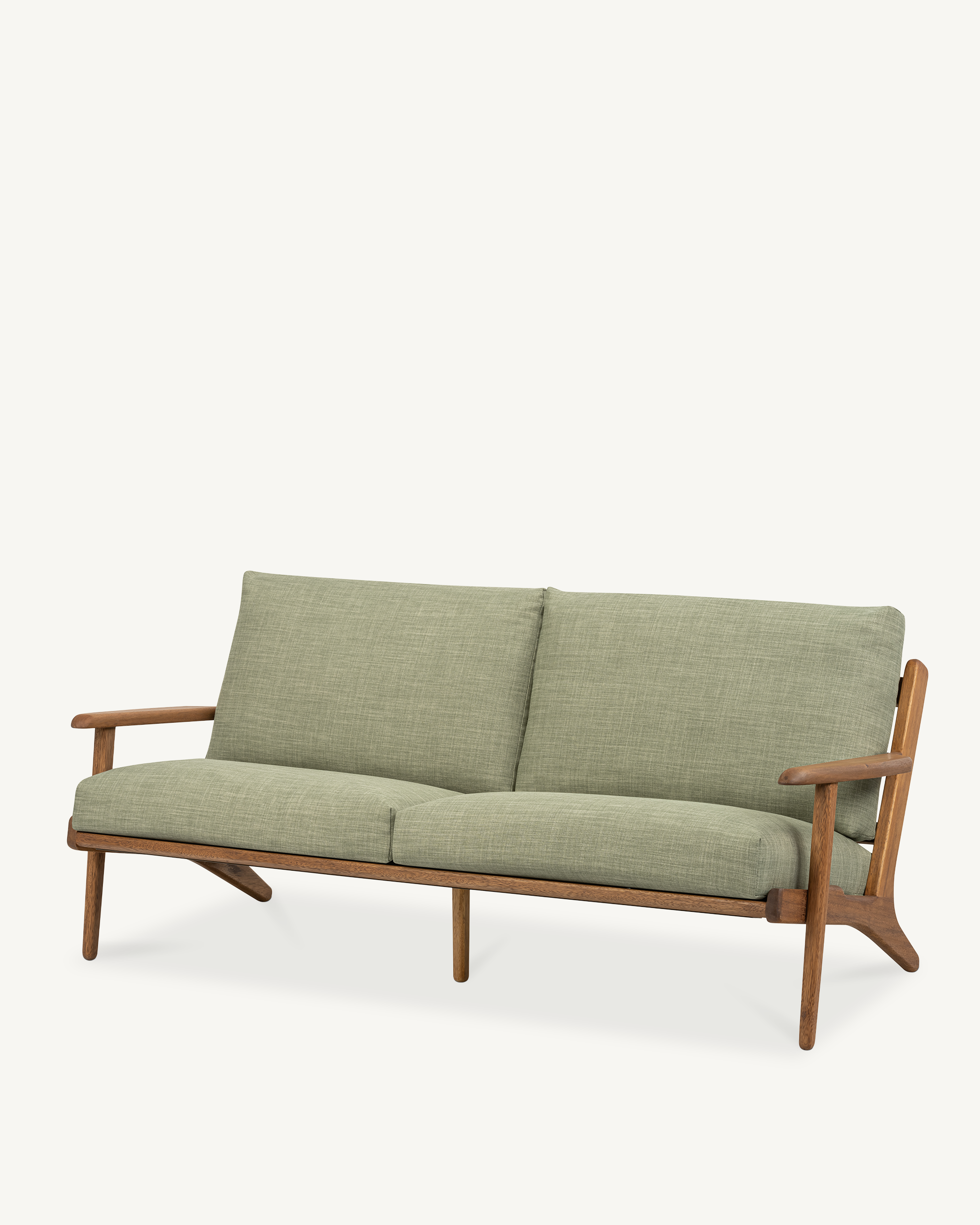 Map 3 Seat Sofa - Walnut & Fabric