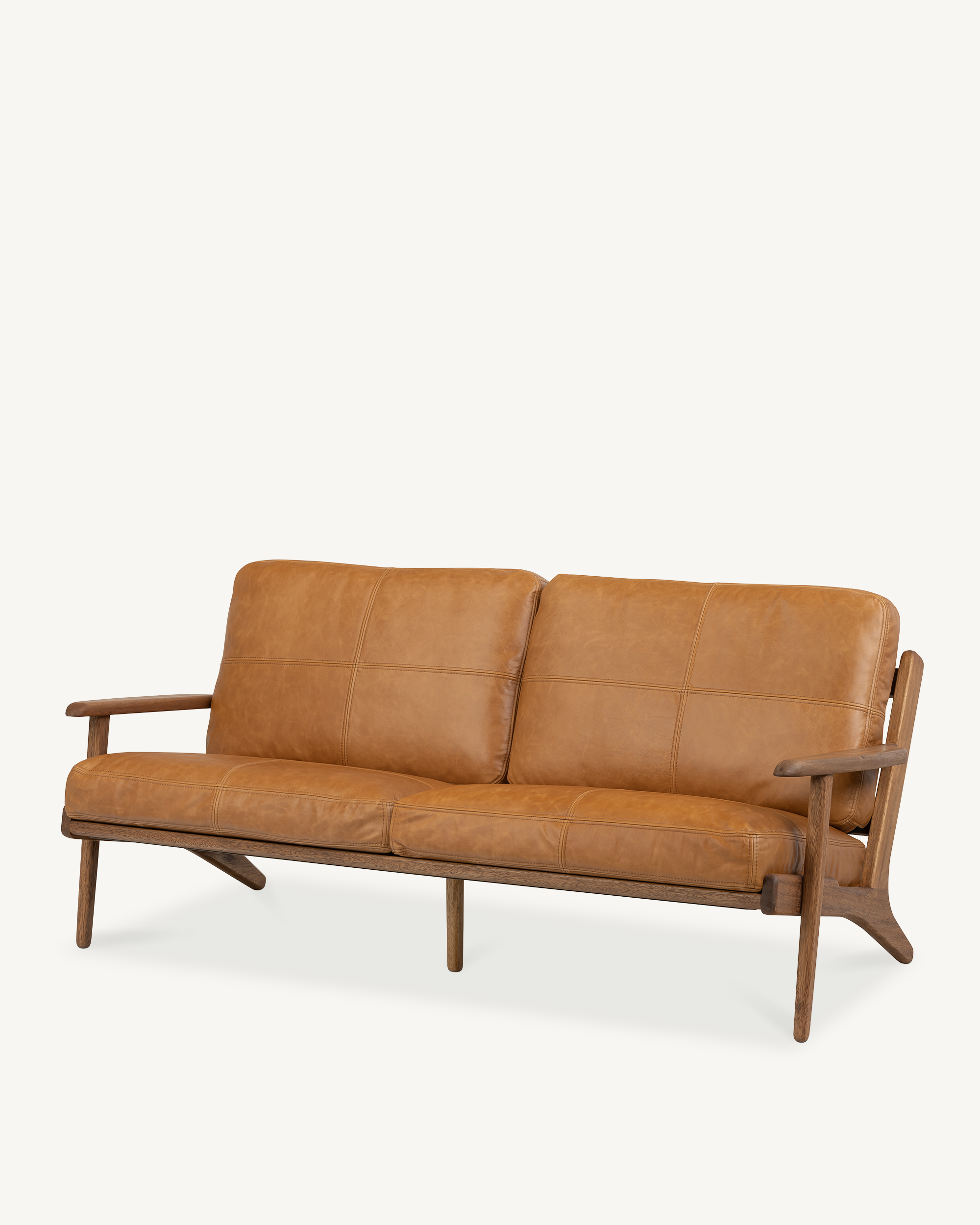Map 3 Seat Sofa - Walnut & Leather